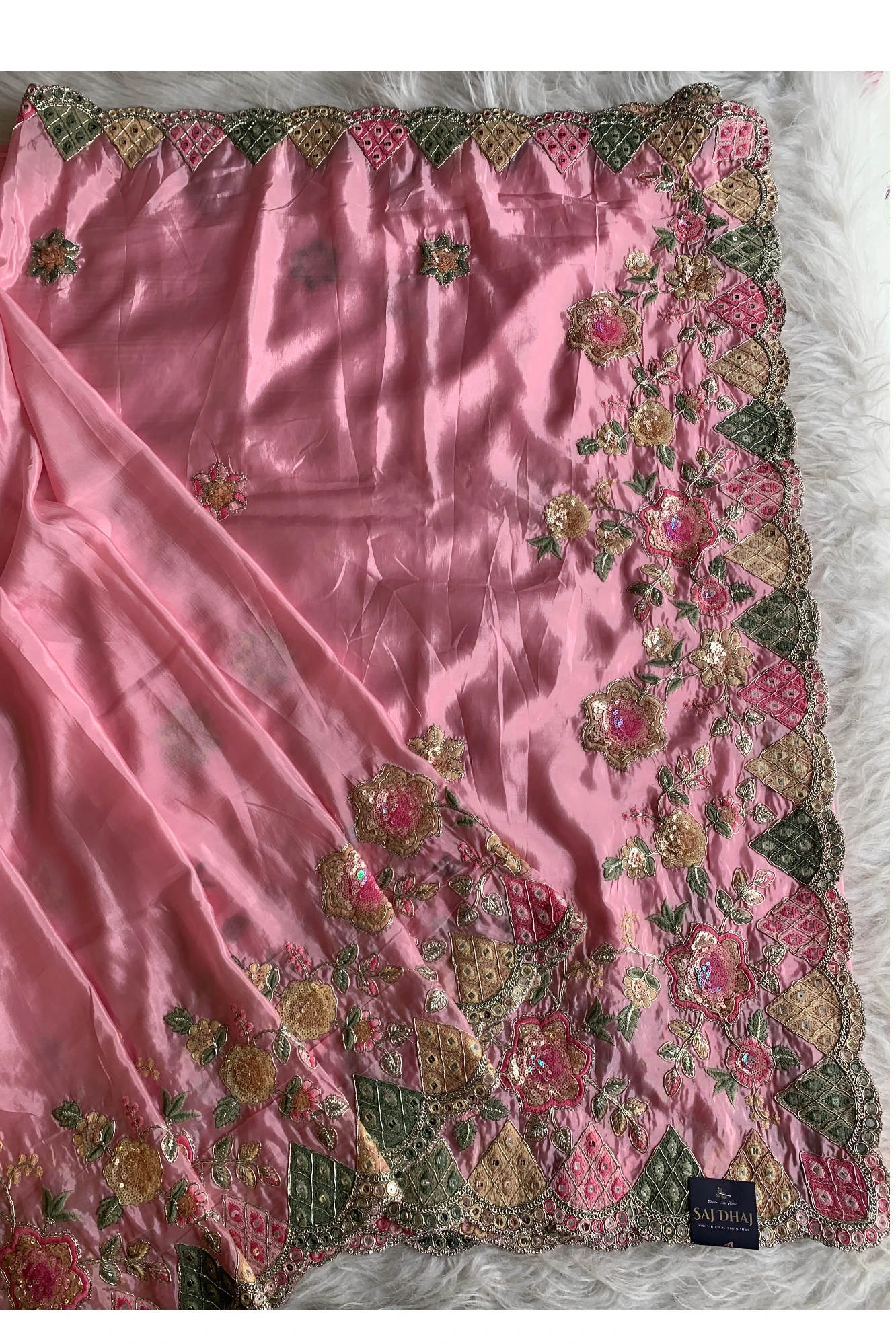Baby Pink Habutai Silk Saree 5786 13