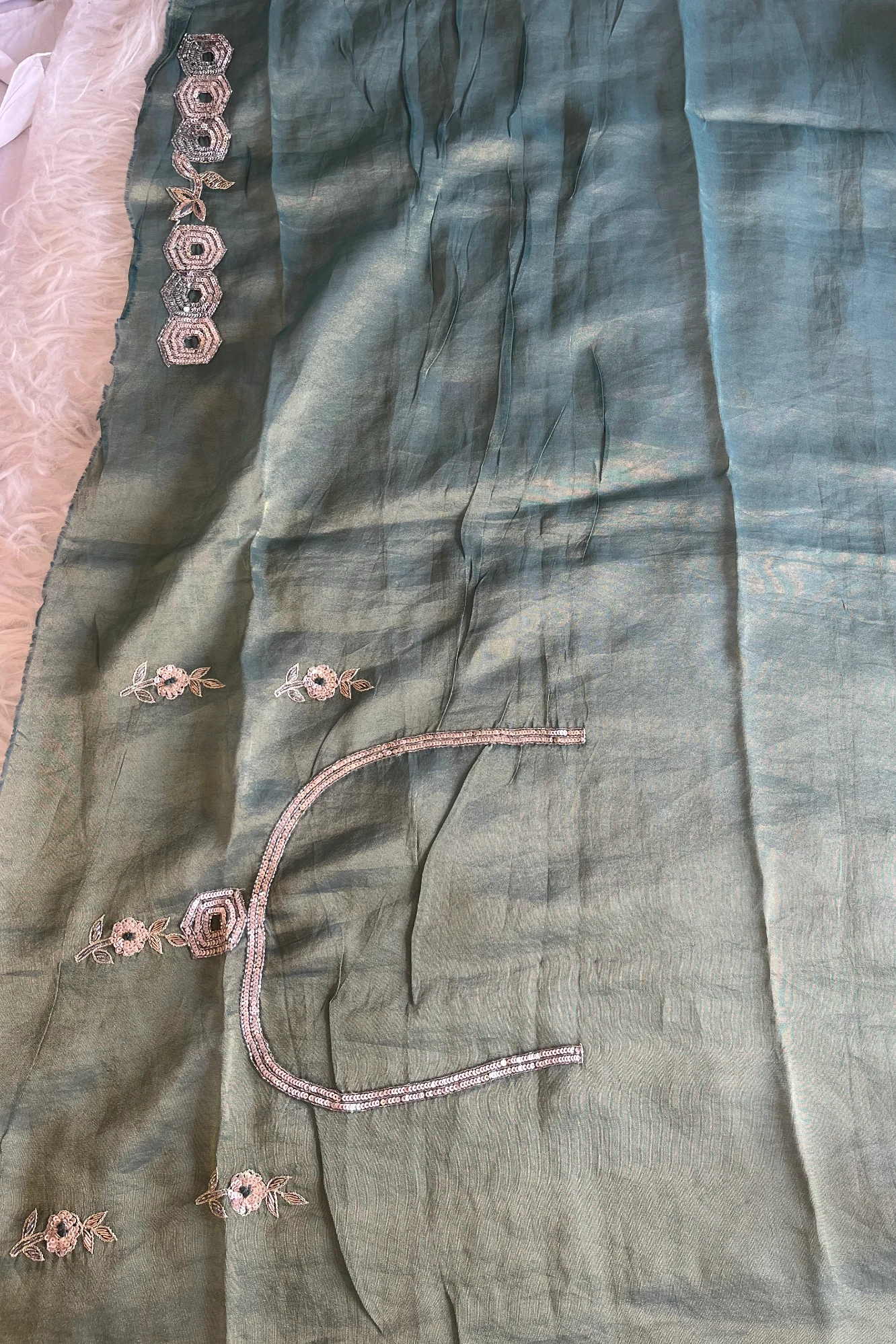 Blue Tissue Designer Saree 5760 01
