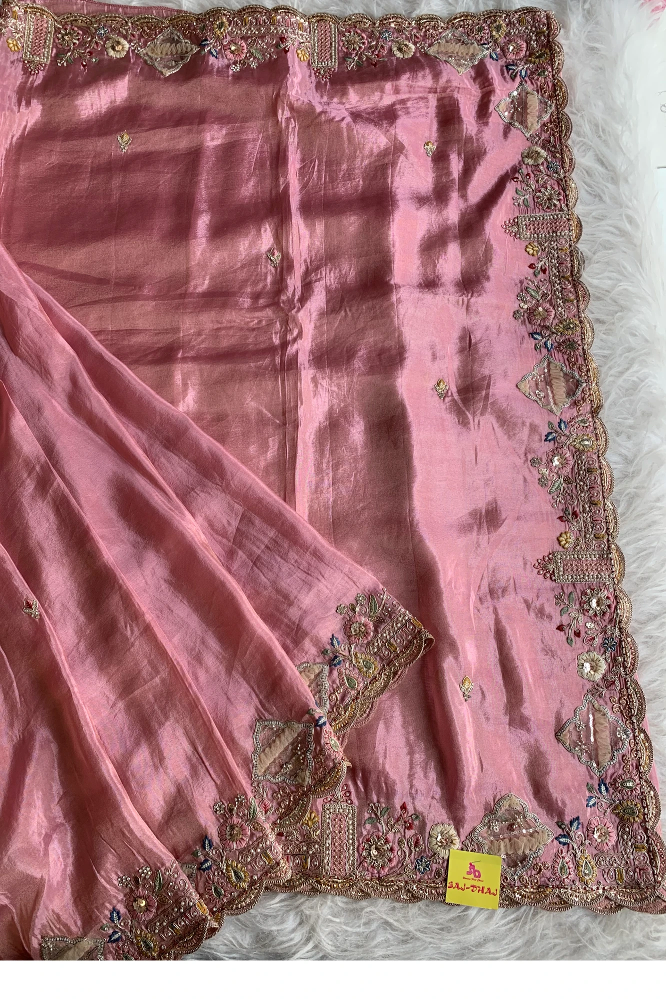 Pink Tissue sik Saree 5772 09