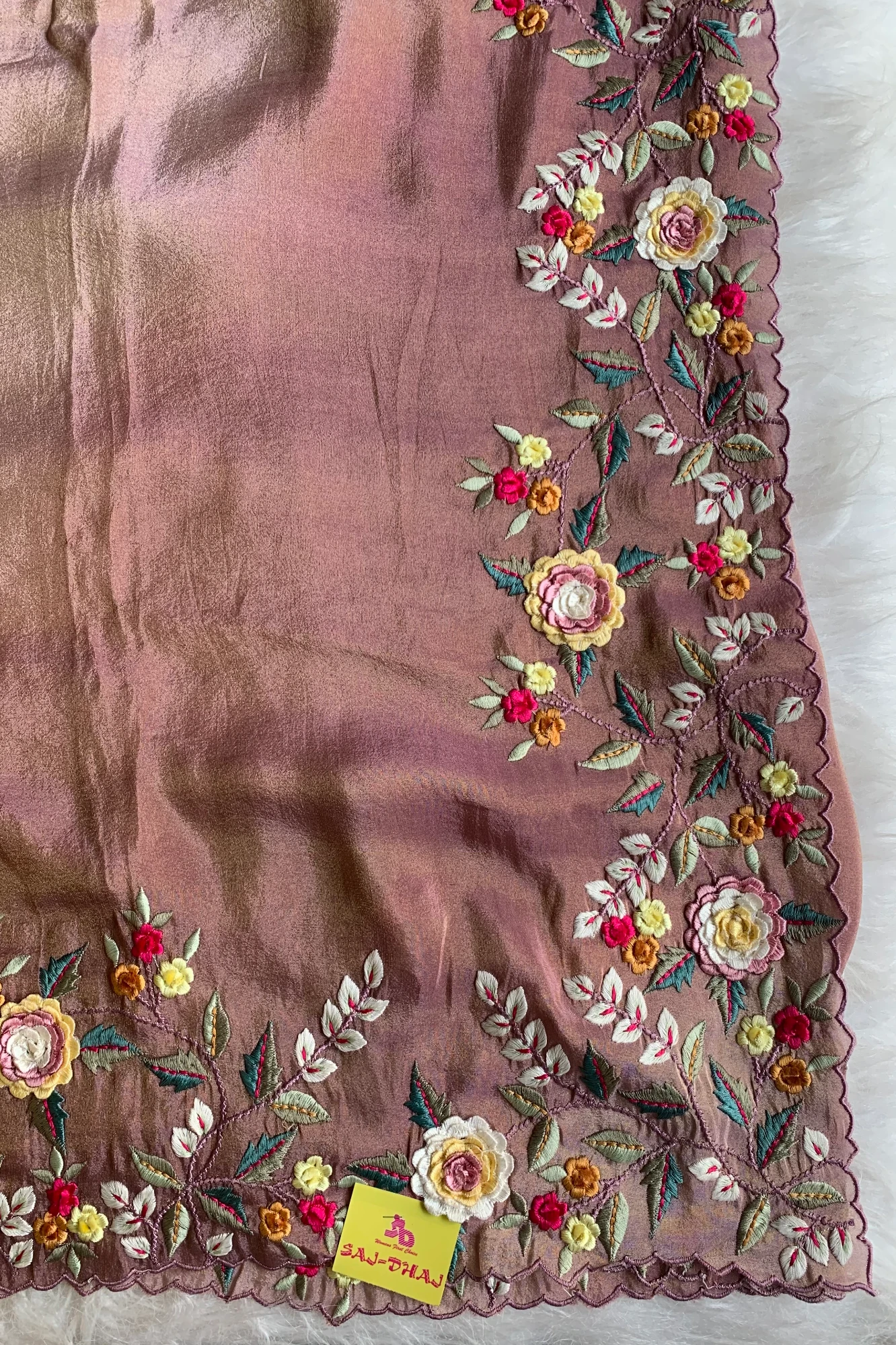 Shaded Floral Thread Embroidered Tissue Saree 5755 13