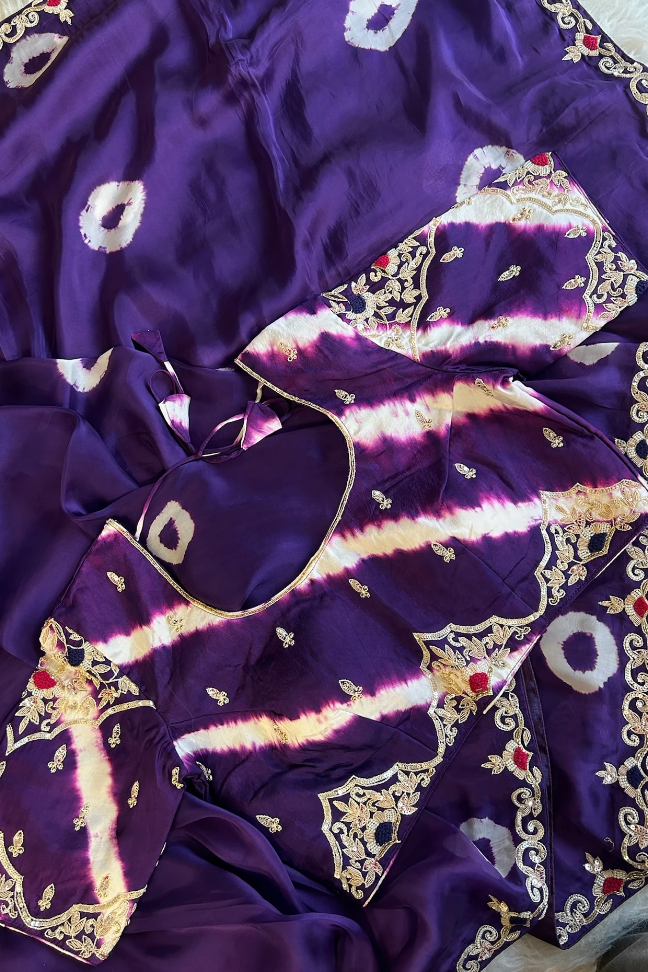 Jayanti Reddy Purple Habutai Silk Saree with Tie&Dye Design 5650 09