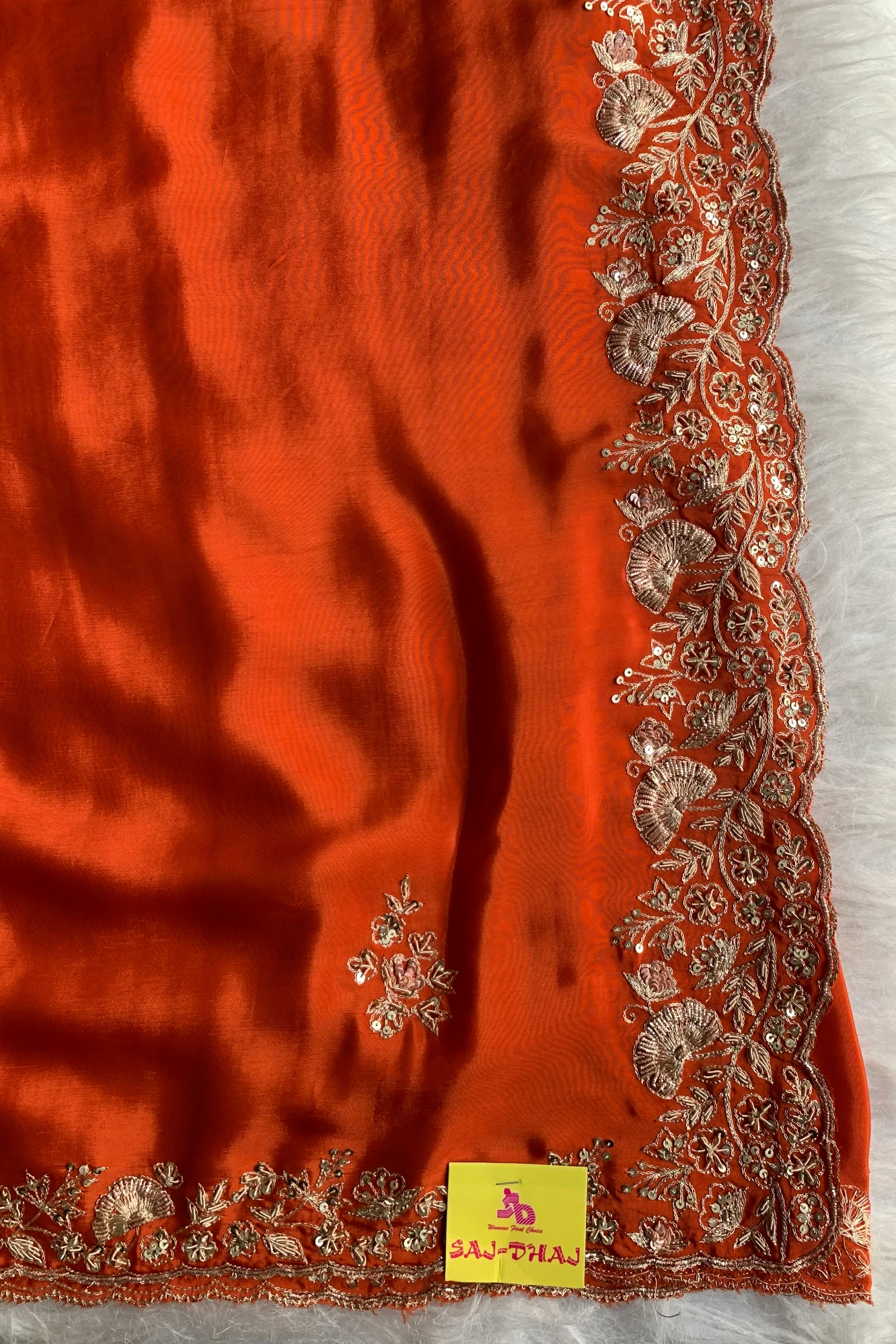 Orange Aari Thari Habutai Silk Saree 5766 10