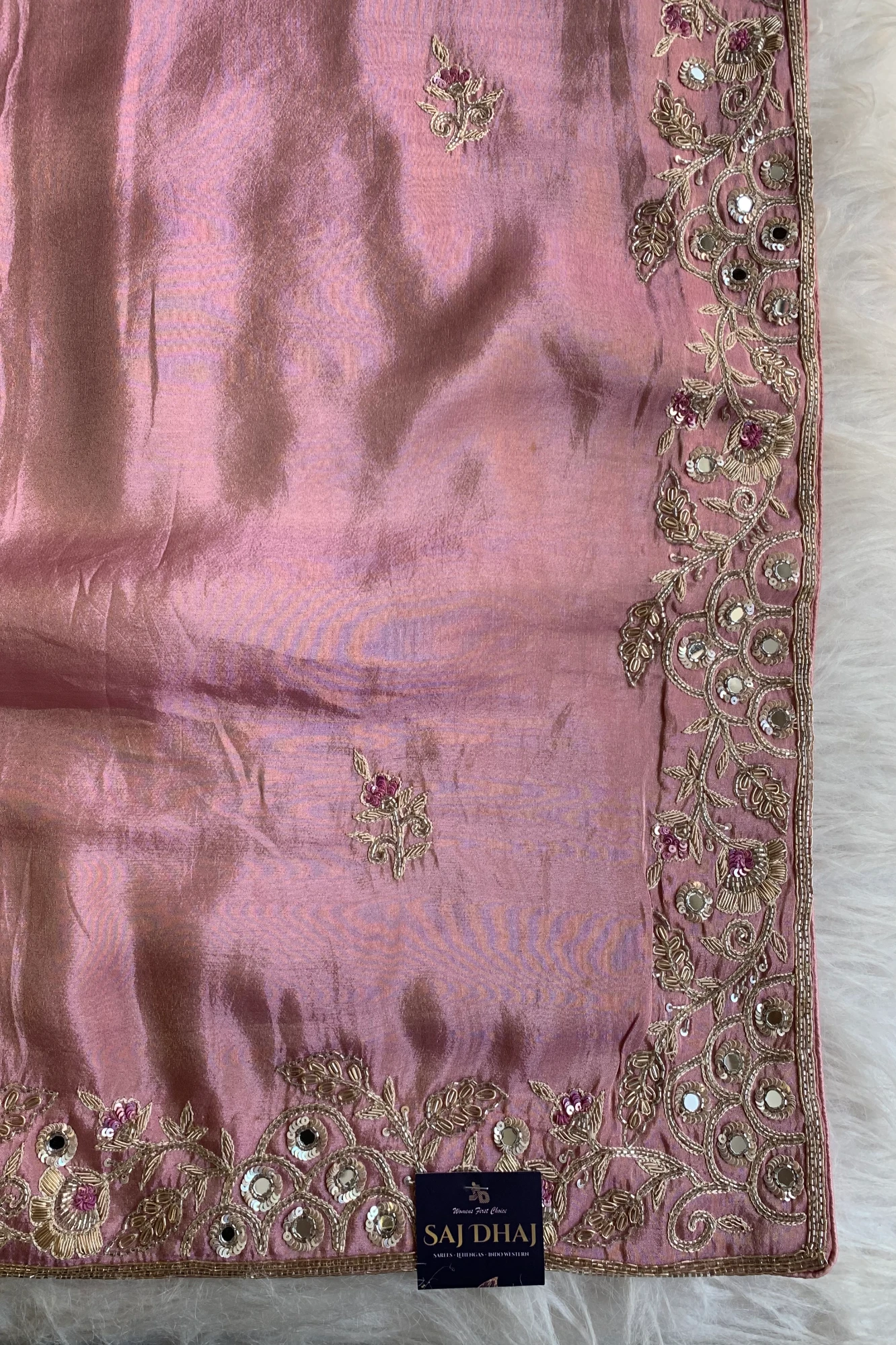 Pink Embellished Tissue Saree 5792 02