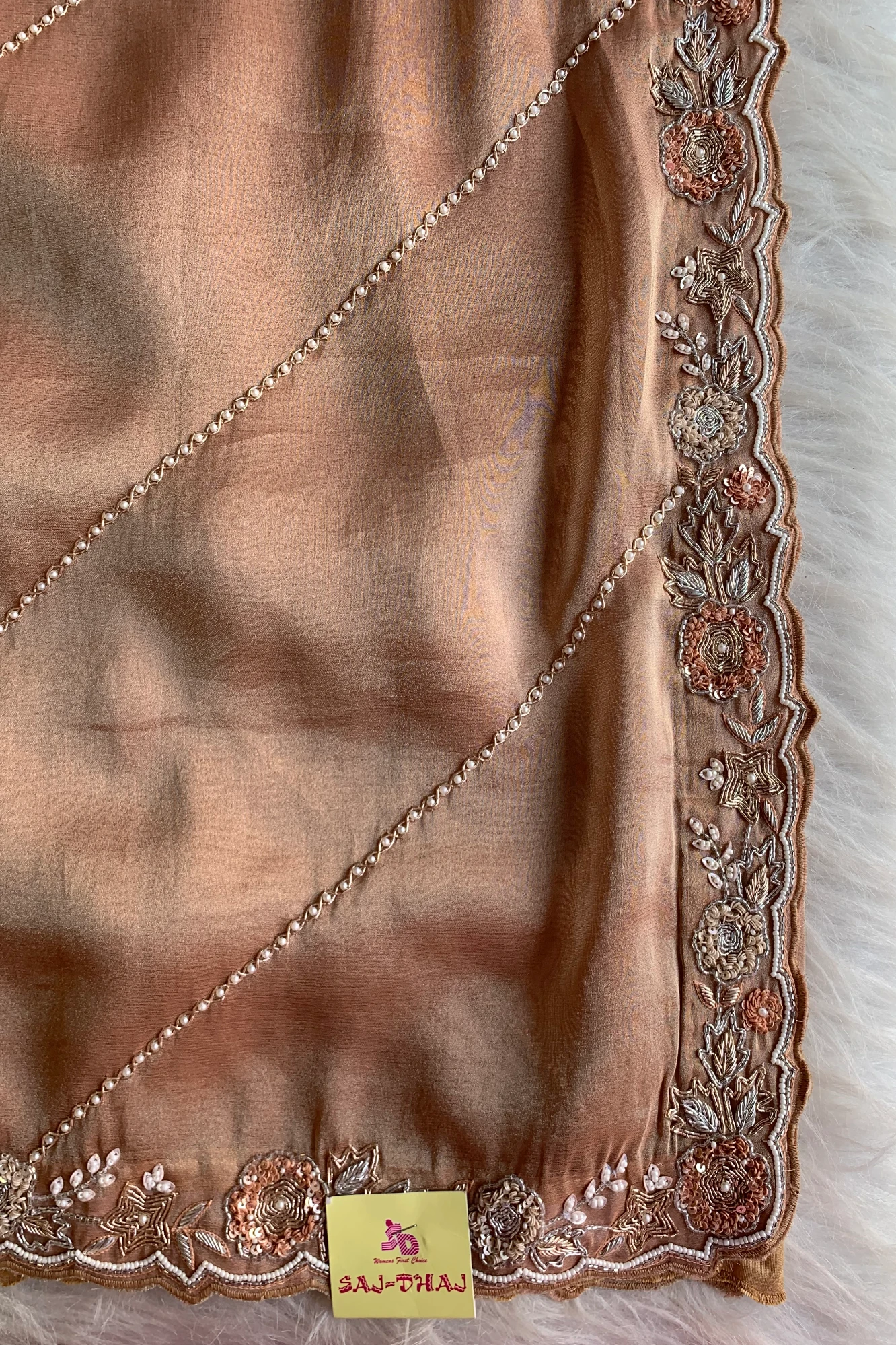 Rust Orange Tissue Saree 14600