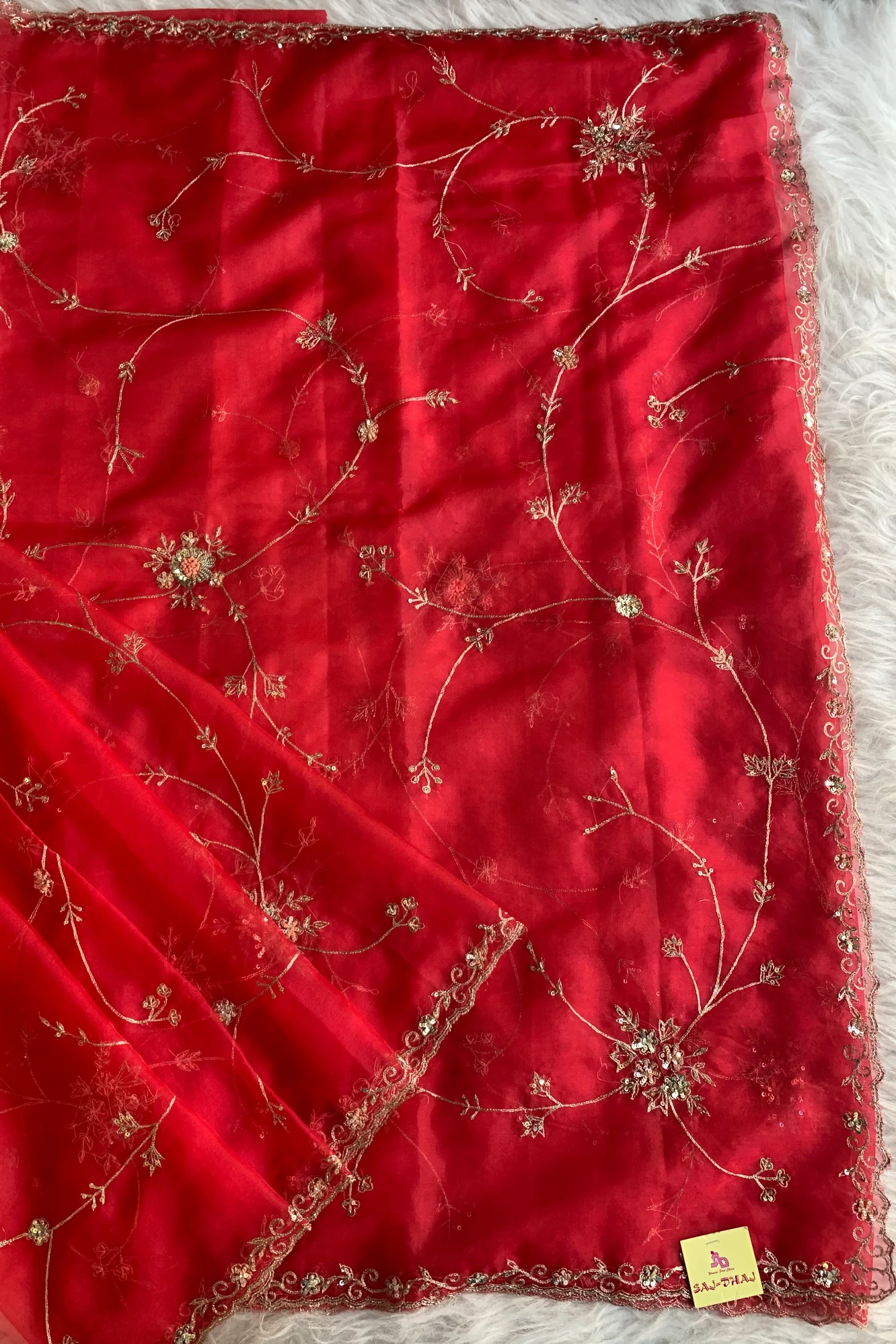 Red Organza Saree 5659 09