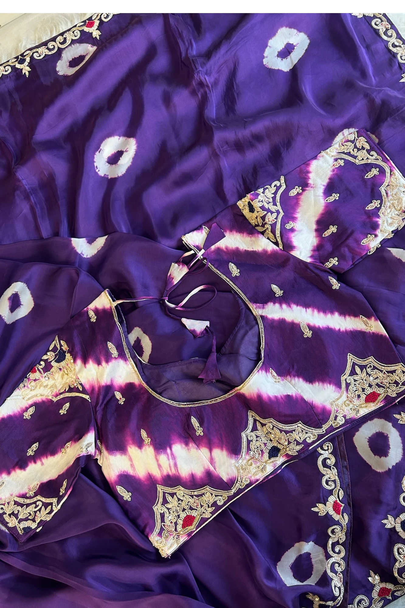Jayanti Reddy Purple Habutai Silk Saree with Tie&Dye Design 5650 09