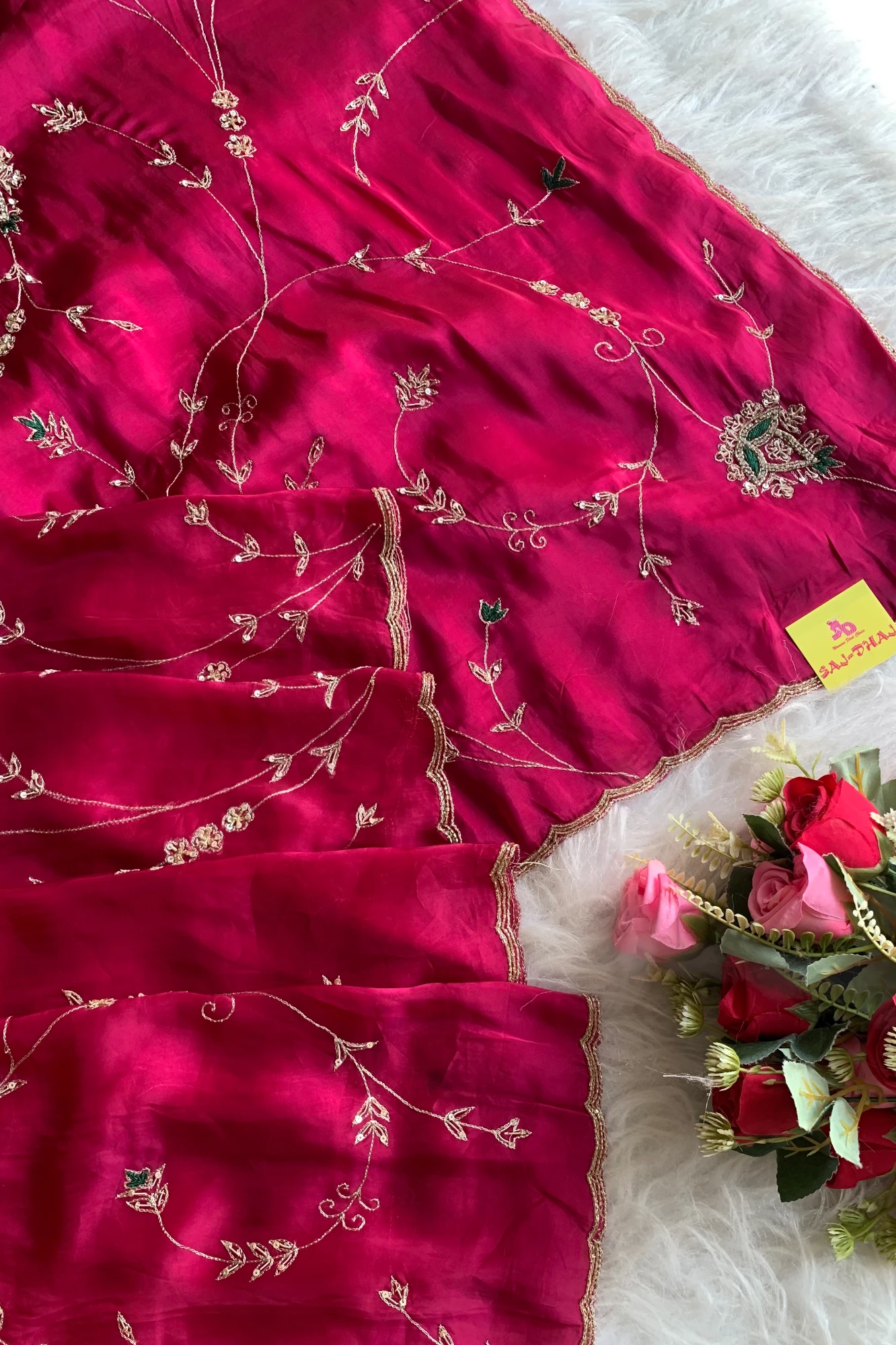 Rani Pink Habutai Silk Saree 5765 02
