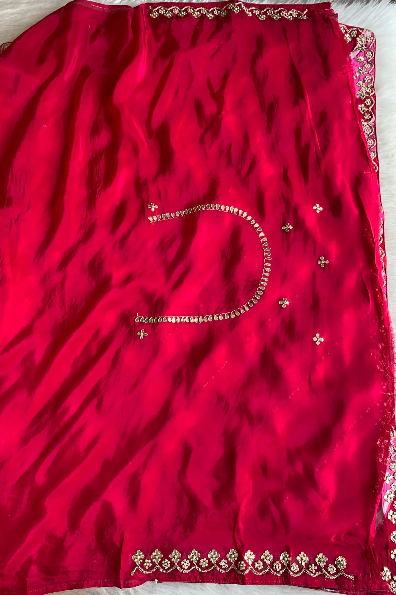 Pink Jaal Leheriya Habutai Silk Saree 5846 01
