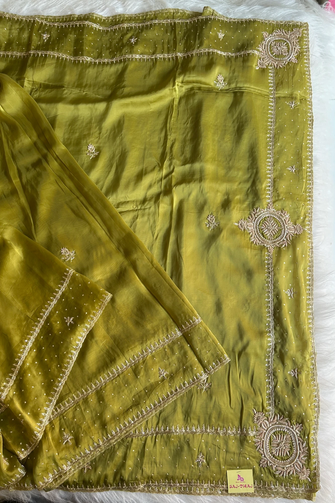 Parrot Green Habutai Saree 5764 18