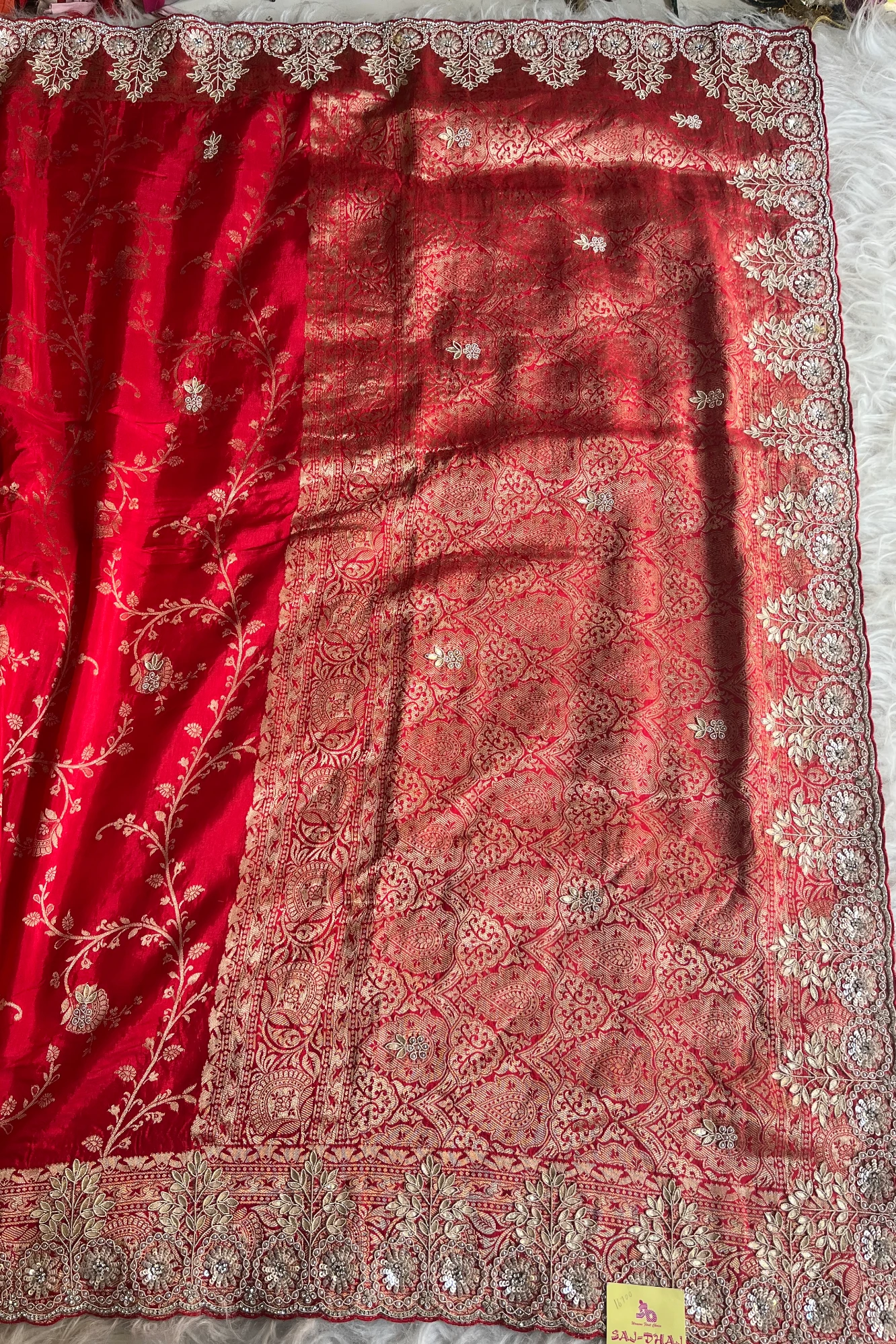 Red Banarasi Russian Silk Saree 5544 15