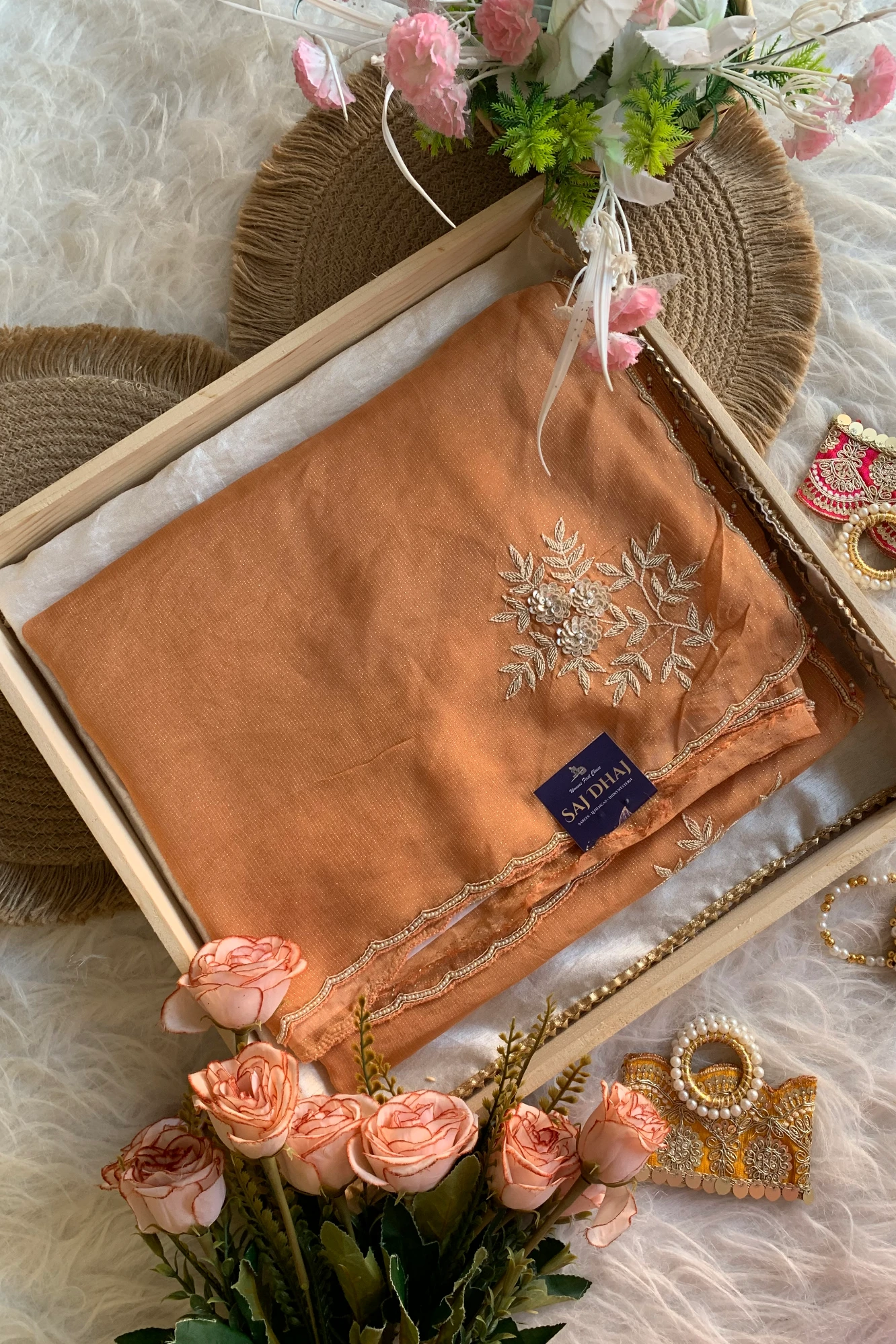 Orange Soft Organza Saree 5848 04