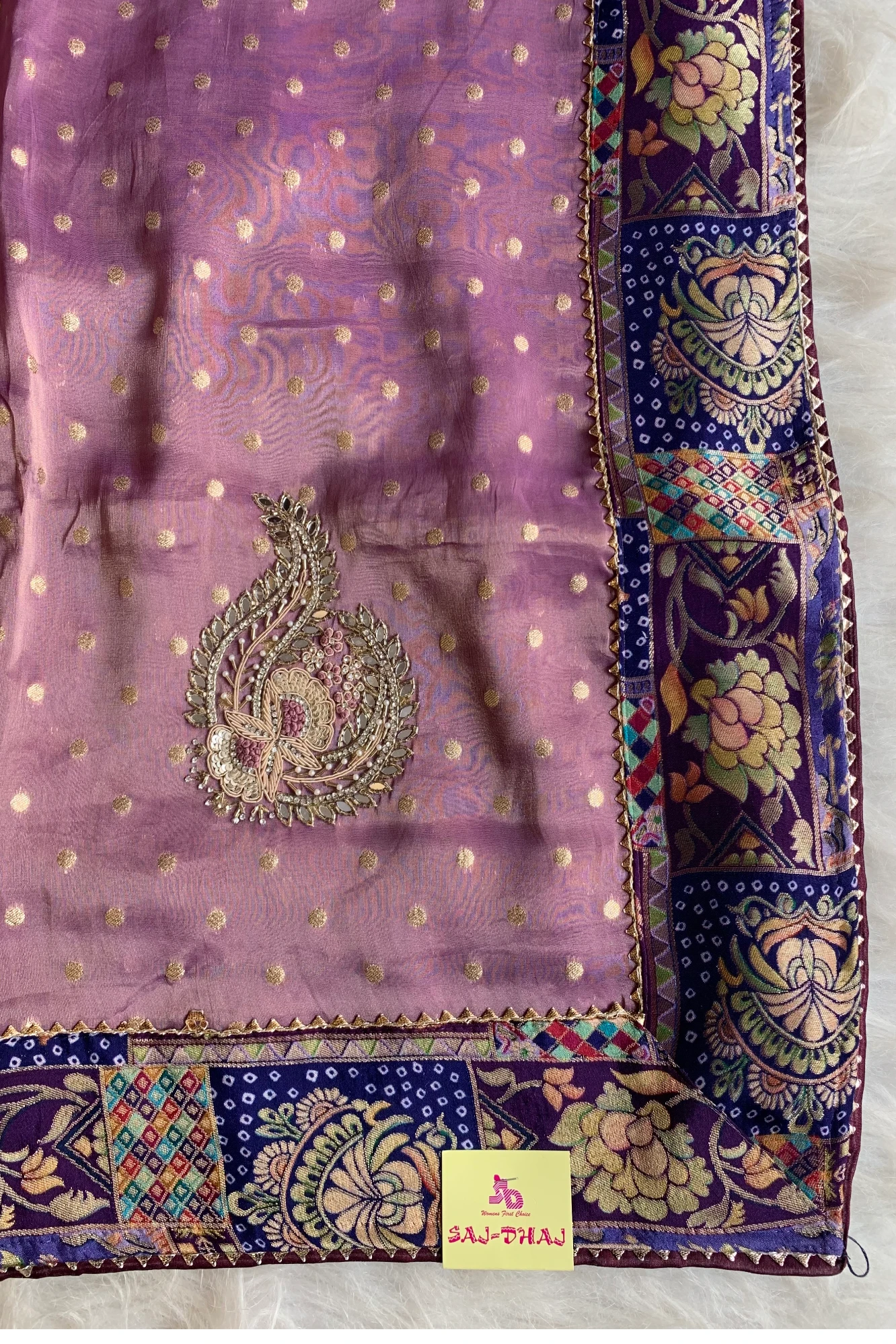 Light Purple Jamawar Border Tissue Saree 5763 08