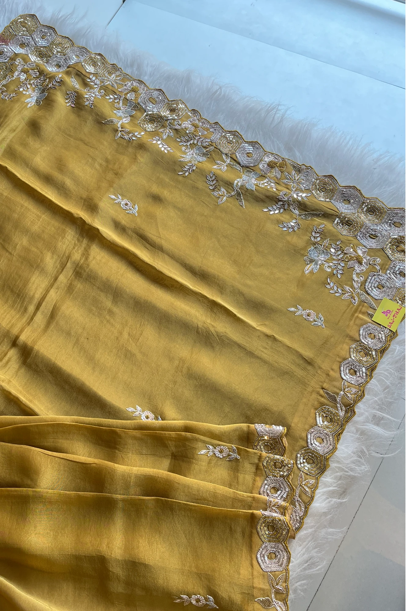 Yellow Tissue Designer Saree 5760 01