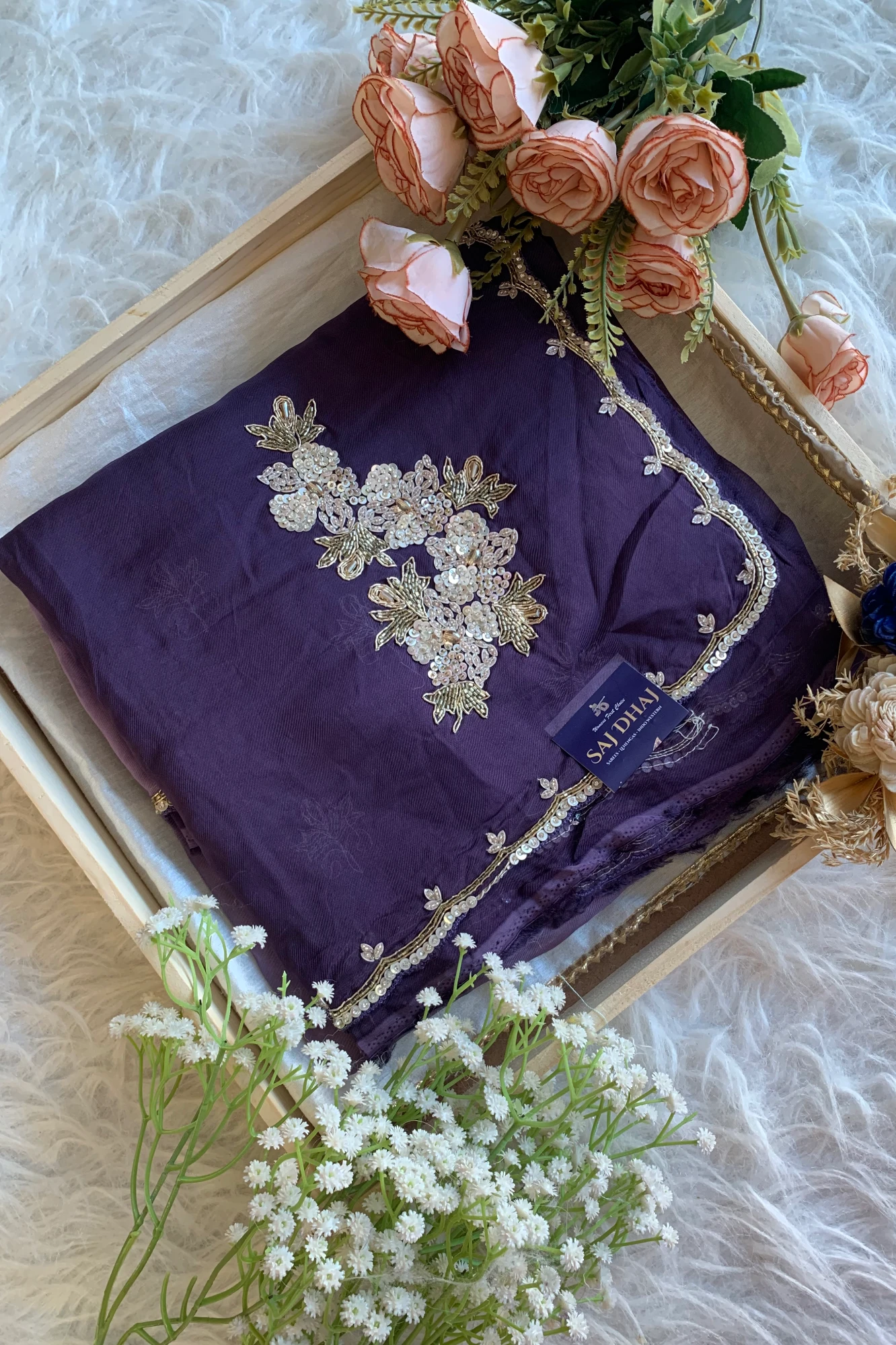 Purple Ombre Embellished Lilly Silk Saree 5850 12