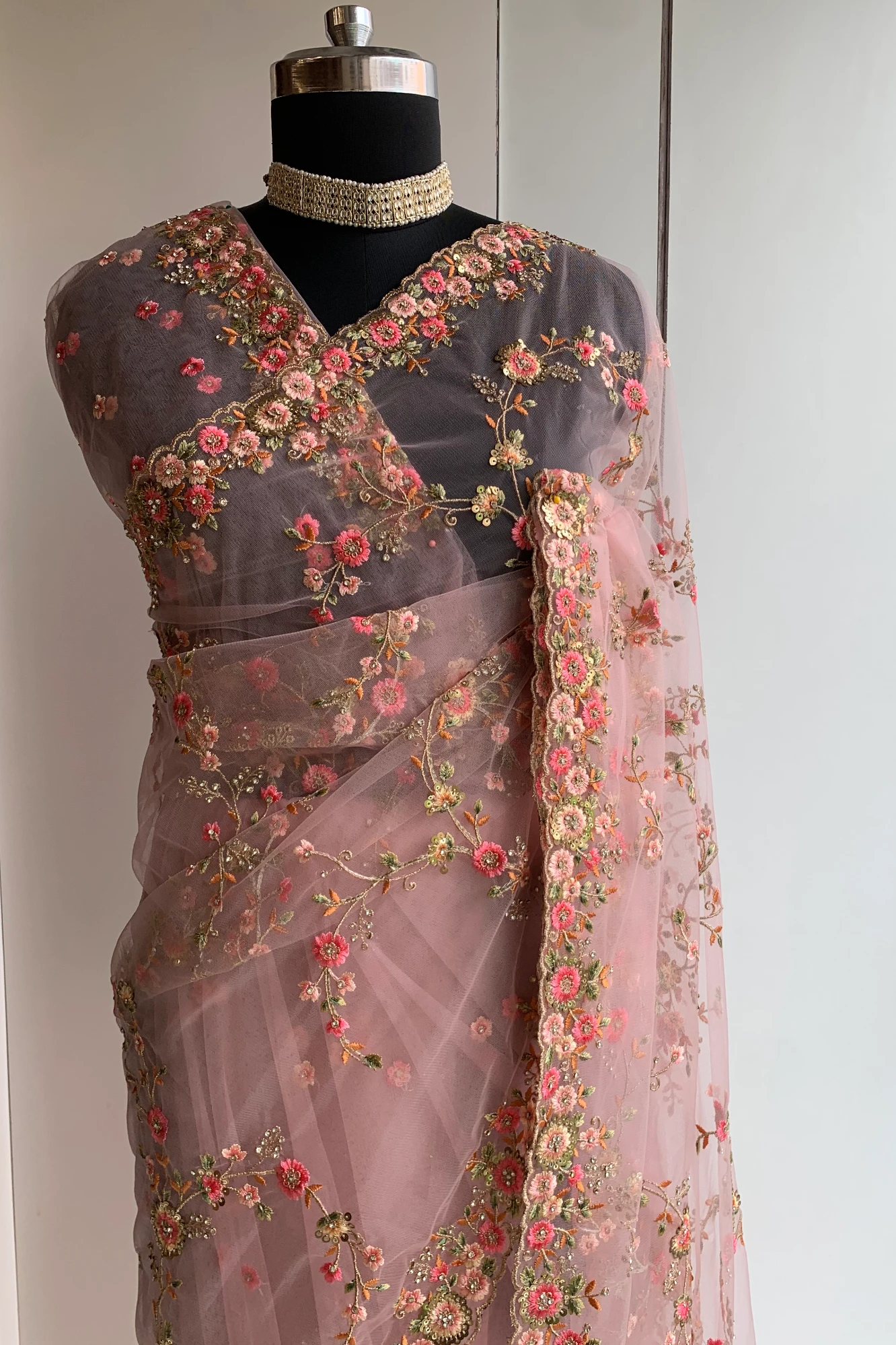 Elegant Net Jaal Saree - 5122 01 (PEACH)
