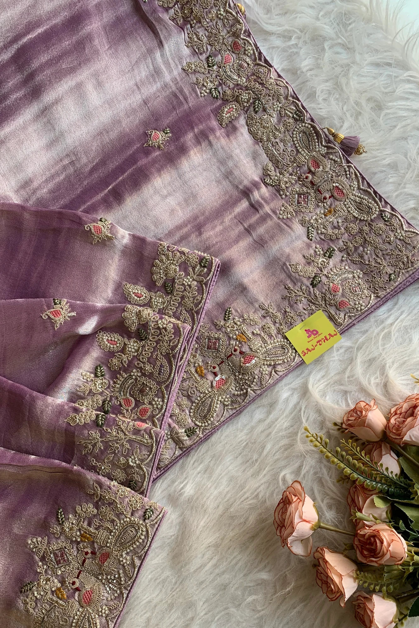 Lilac Kanchipuram Tissue Saree 5719 02