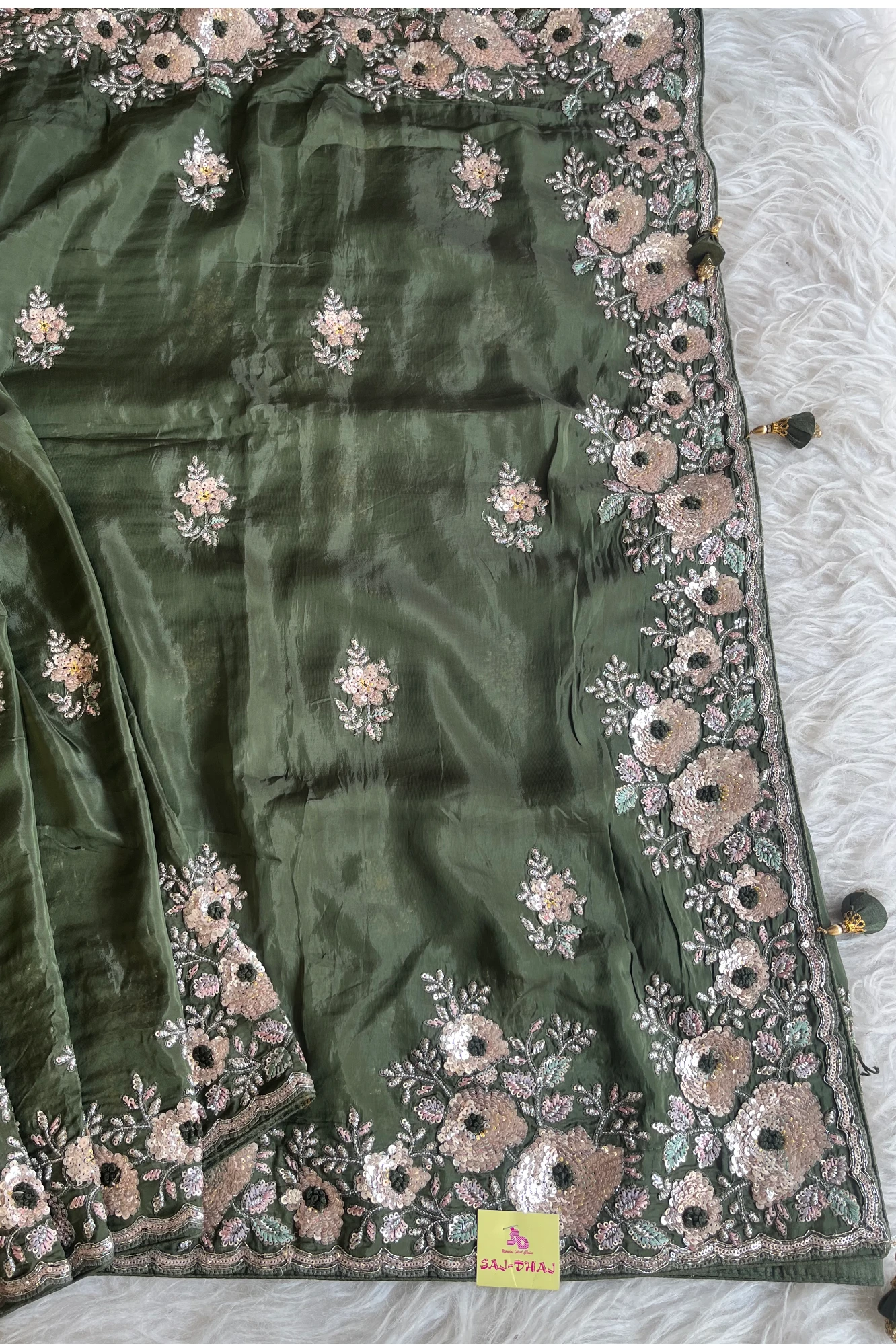 Bottle Green Crepe Silk Saree 5662 01