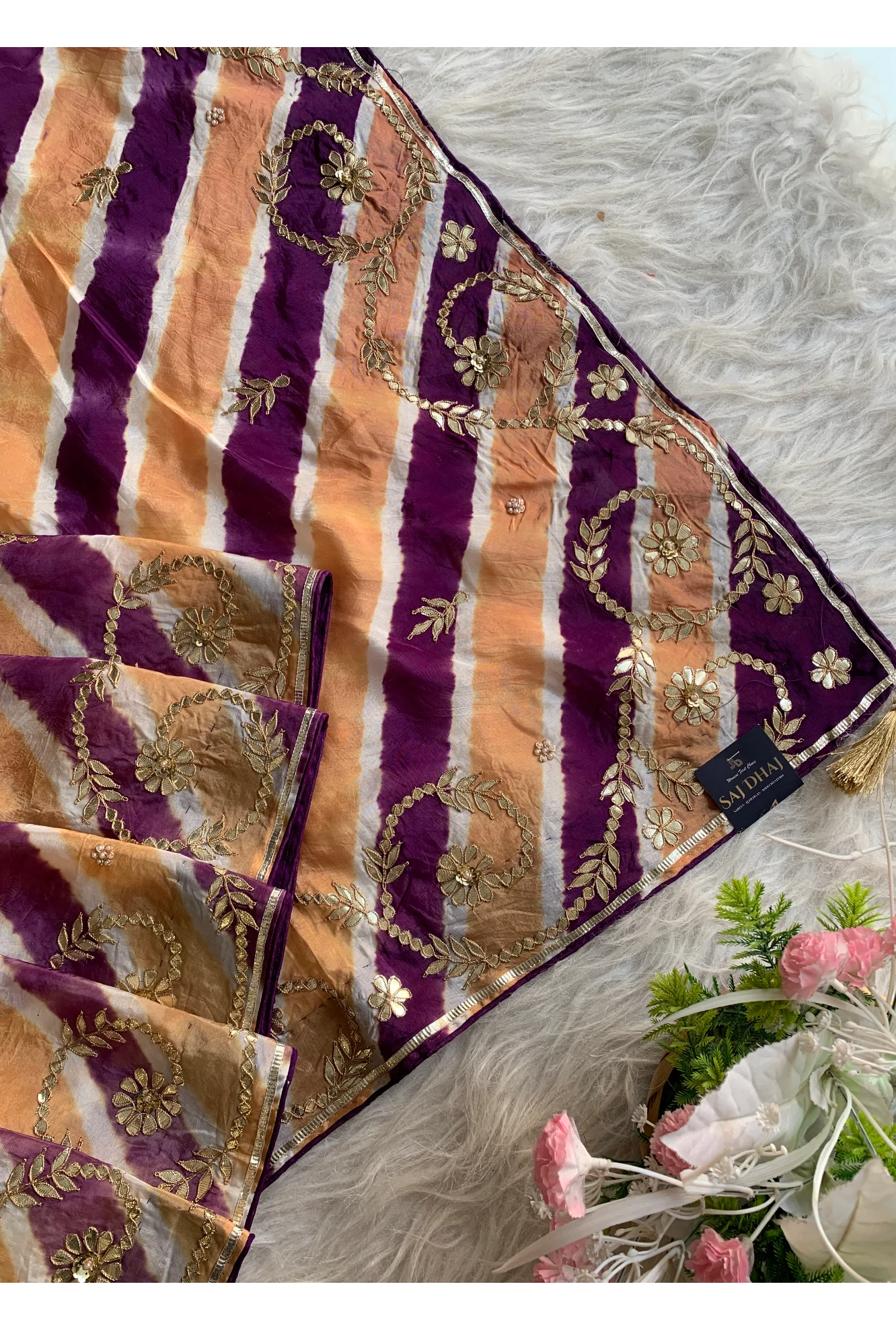 Purple Leheriya Russian Silk Saree 5825 01