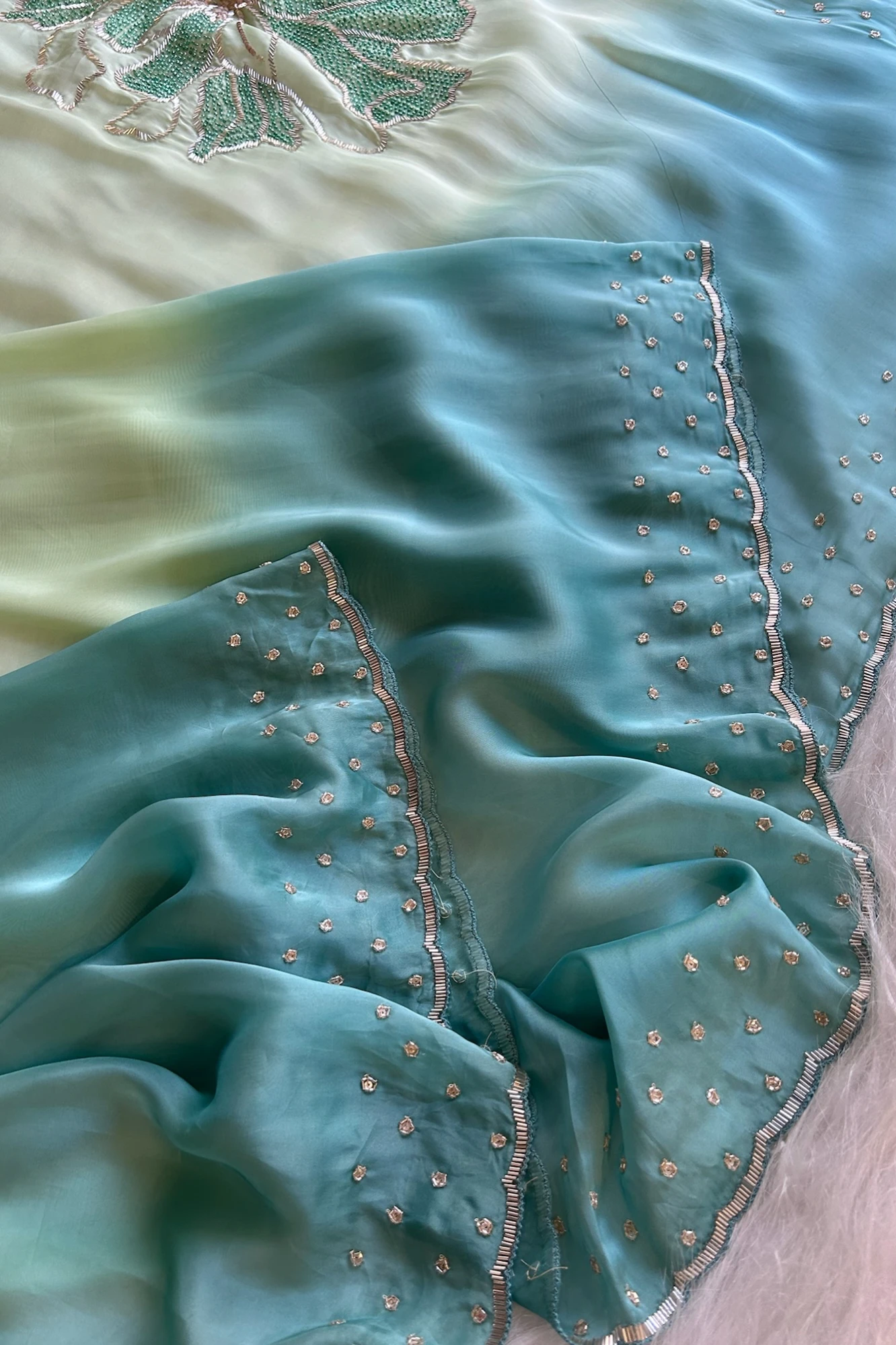 Three-Tone Ombre Habutai Silk Saree with Designer Pallu 5765 03