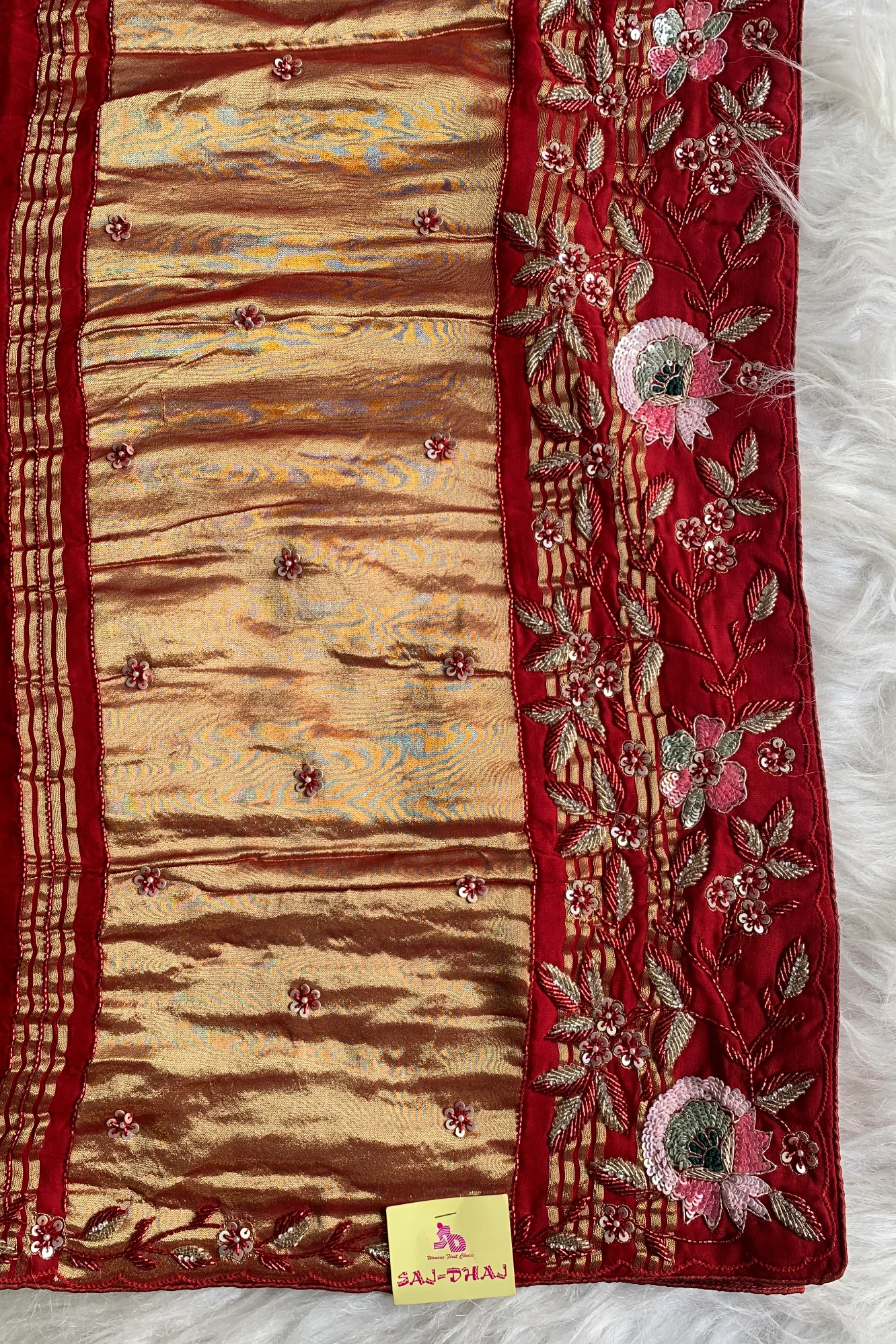 Maroon Bandhej Gajji Silk Saree with Multicolor Pallu 5313 02/01