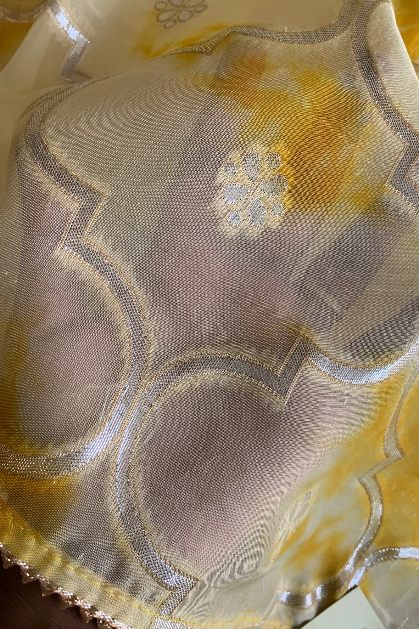 Lemon Yellow Gota Patti Organza Saree 4595 11