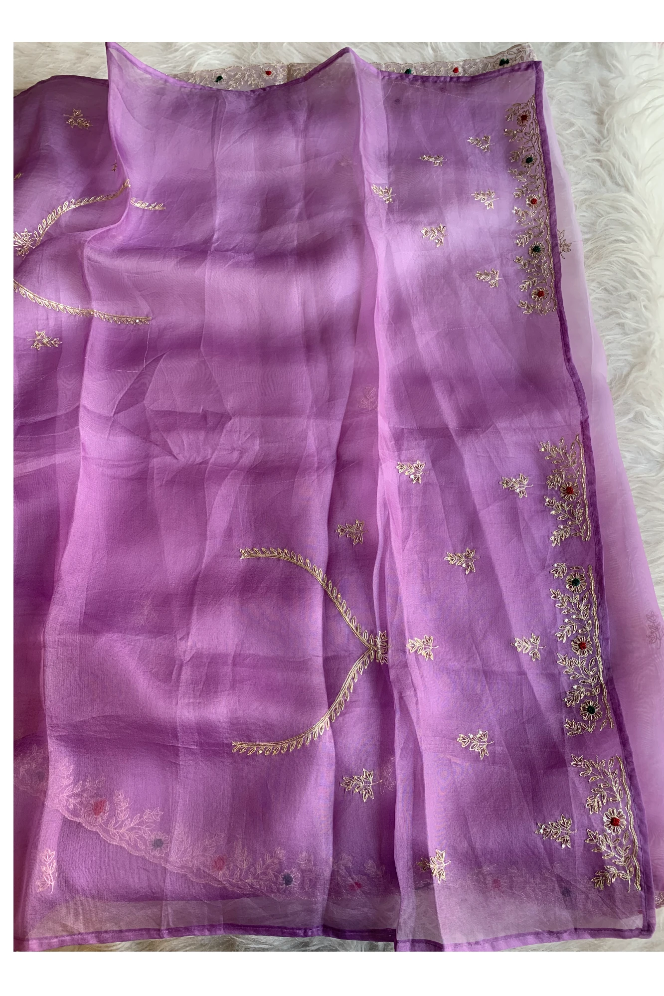 Ombre Lilac Kora Organza Saree 5847 01