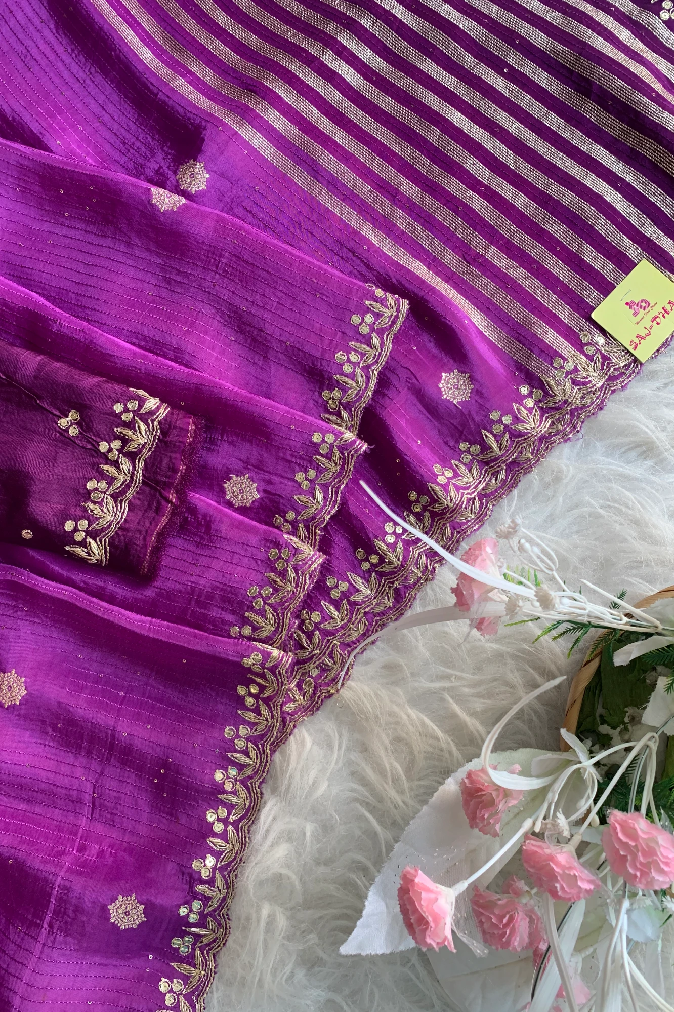 Purple Embellished Russian Silk Saree 5654 02
