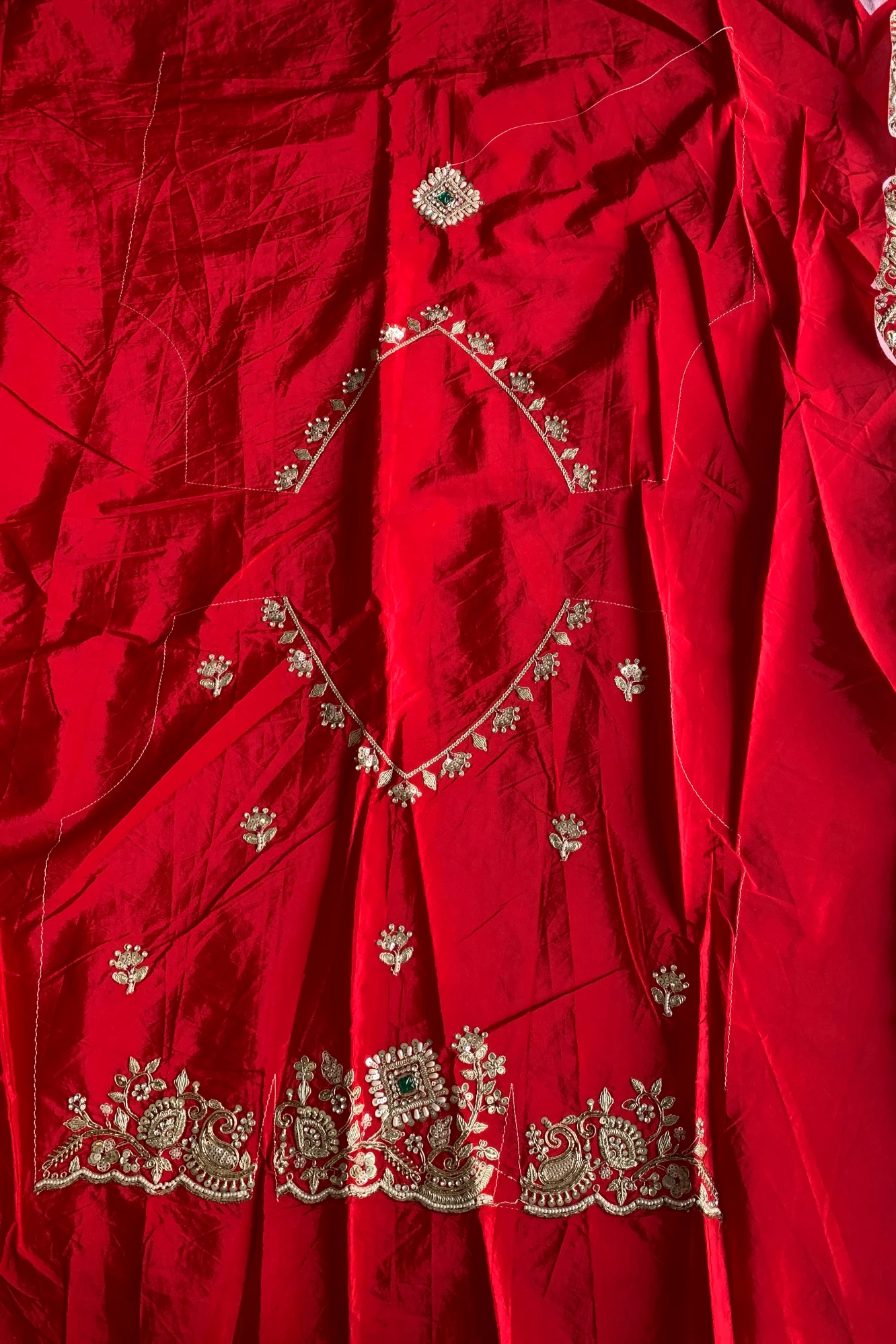 Red Crepe Silk Saree 5666 14