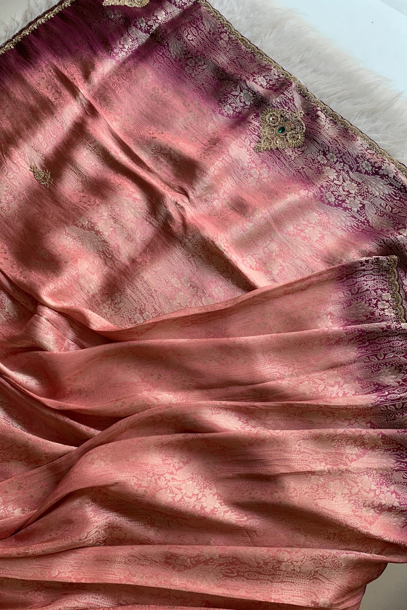 Blush Pink & Dark Pink Kanchipuram Silk Saree 5751 04
