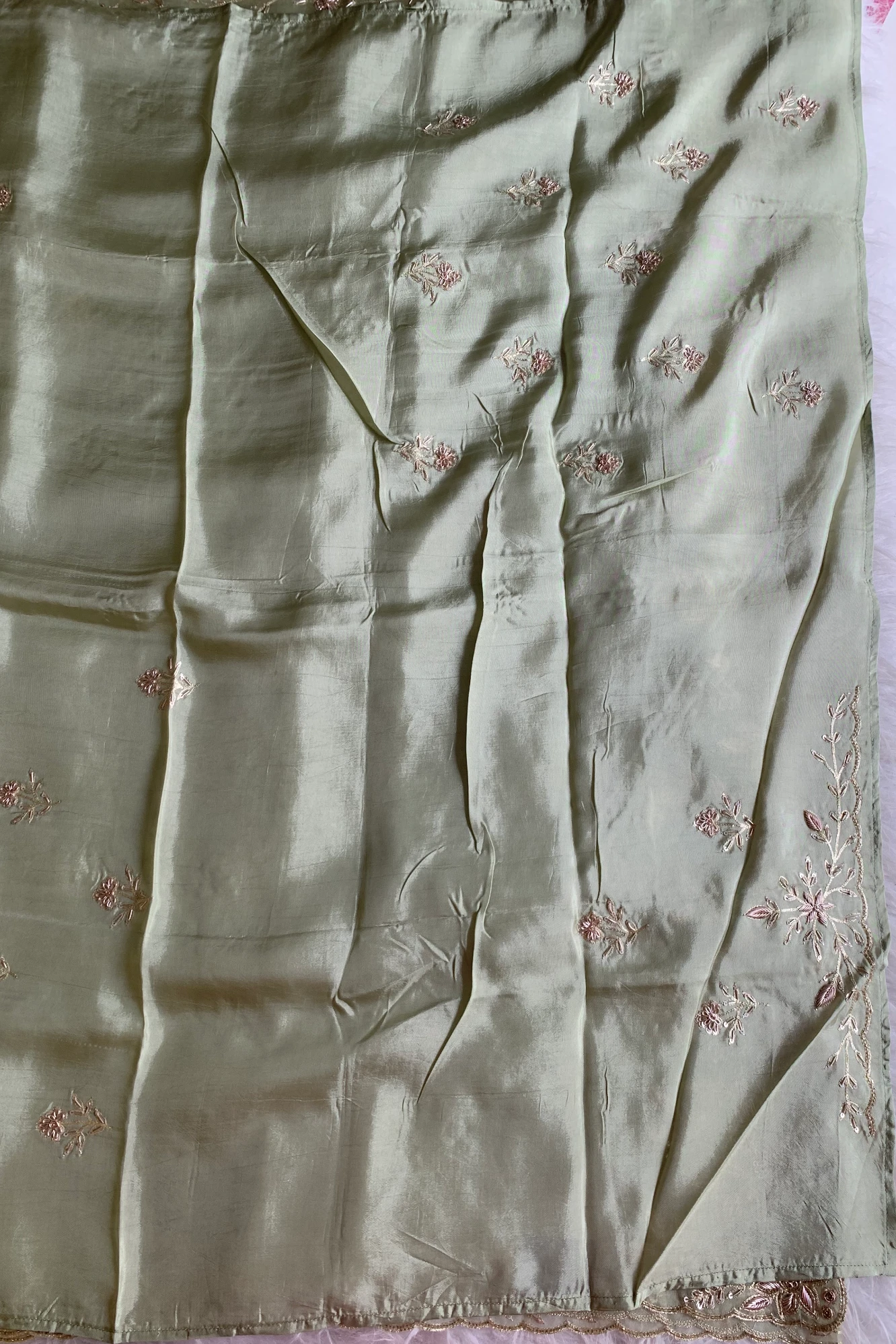 Pista Green Embellished Organza Saree 5843 02