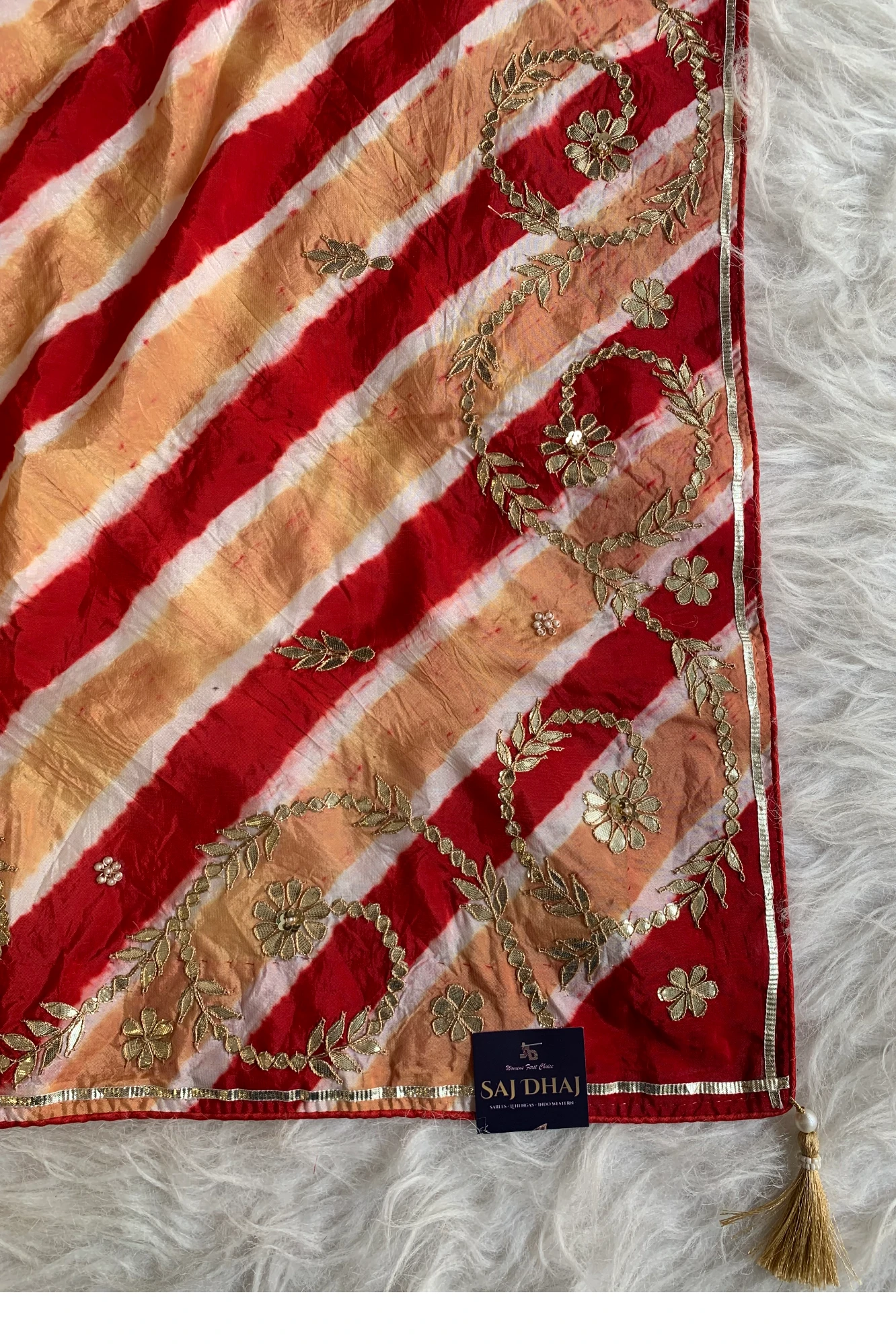 Red Leheriya Russian Silk Saree 5825 01