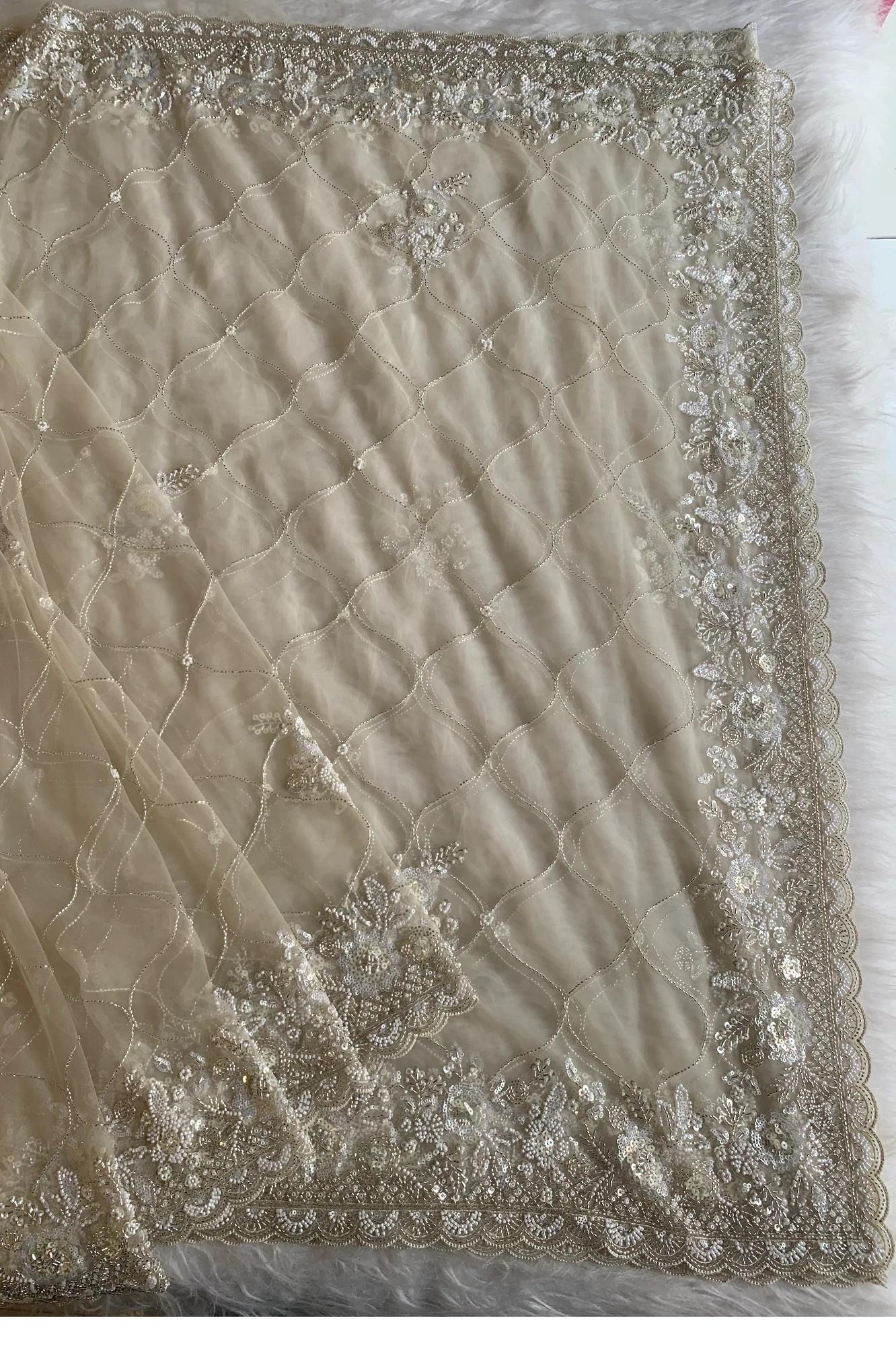 Off White Net Saree 5814 02