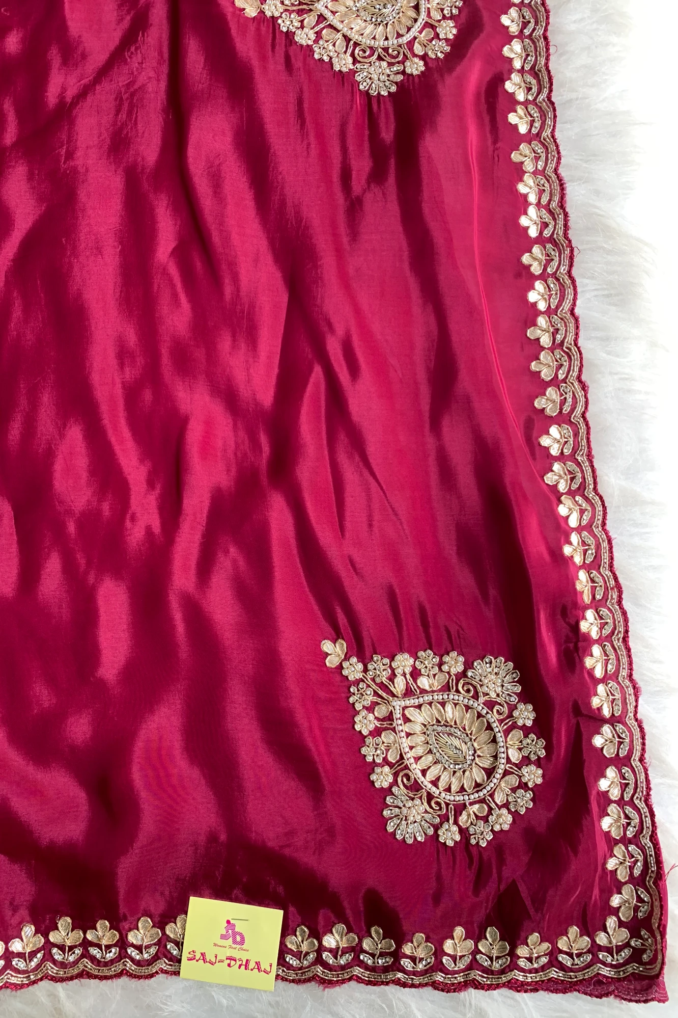 Rani Pink Habutai Silk Saree 5676 15