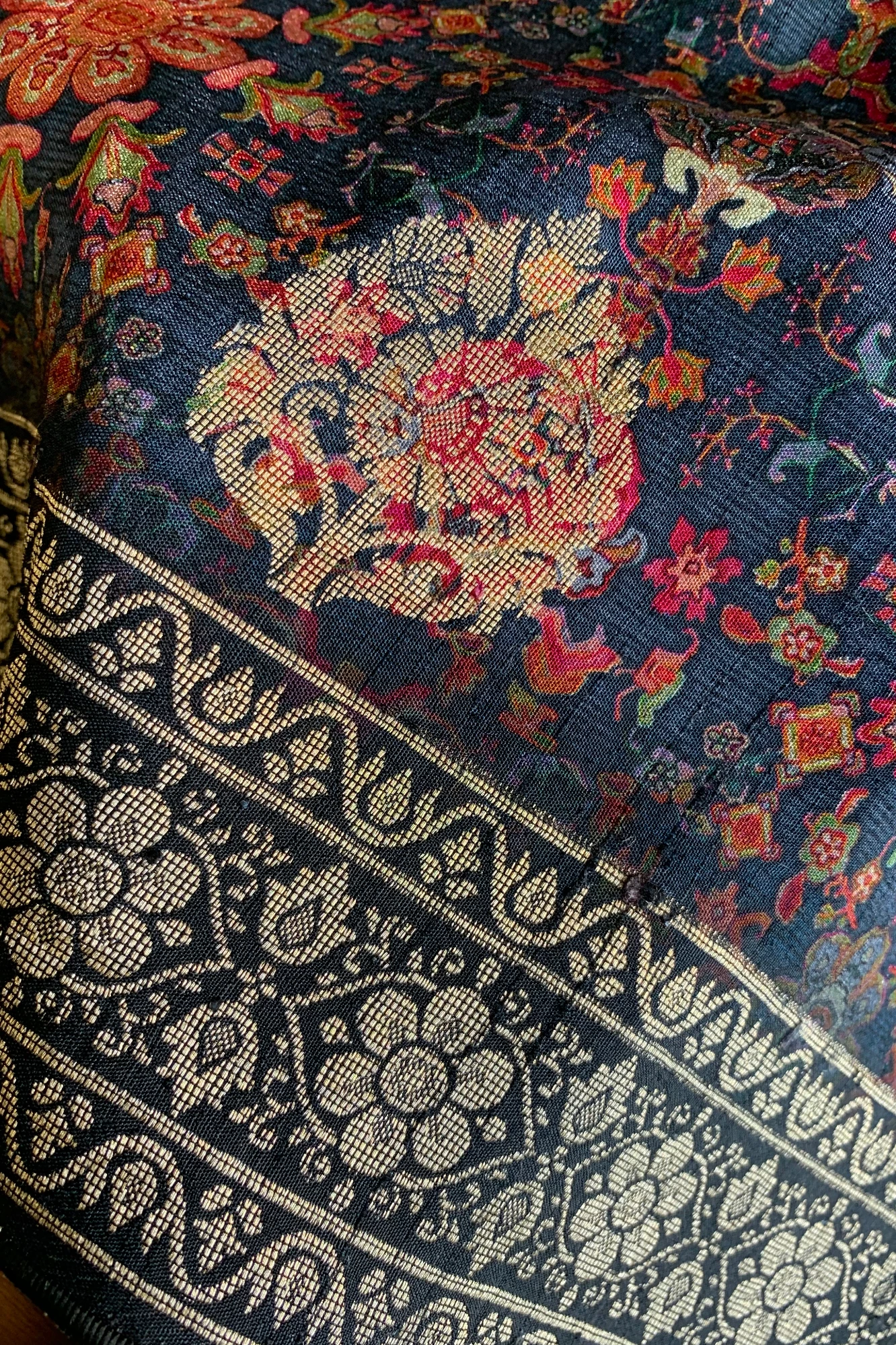 Blue & Black Floral Banarasi Saree 5221 01