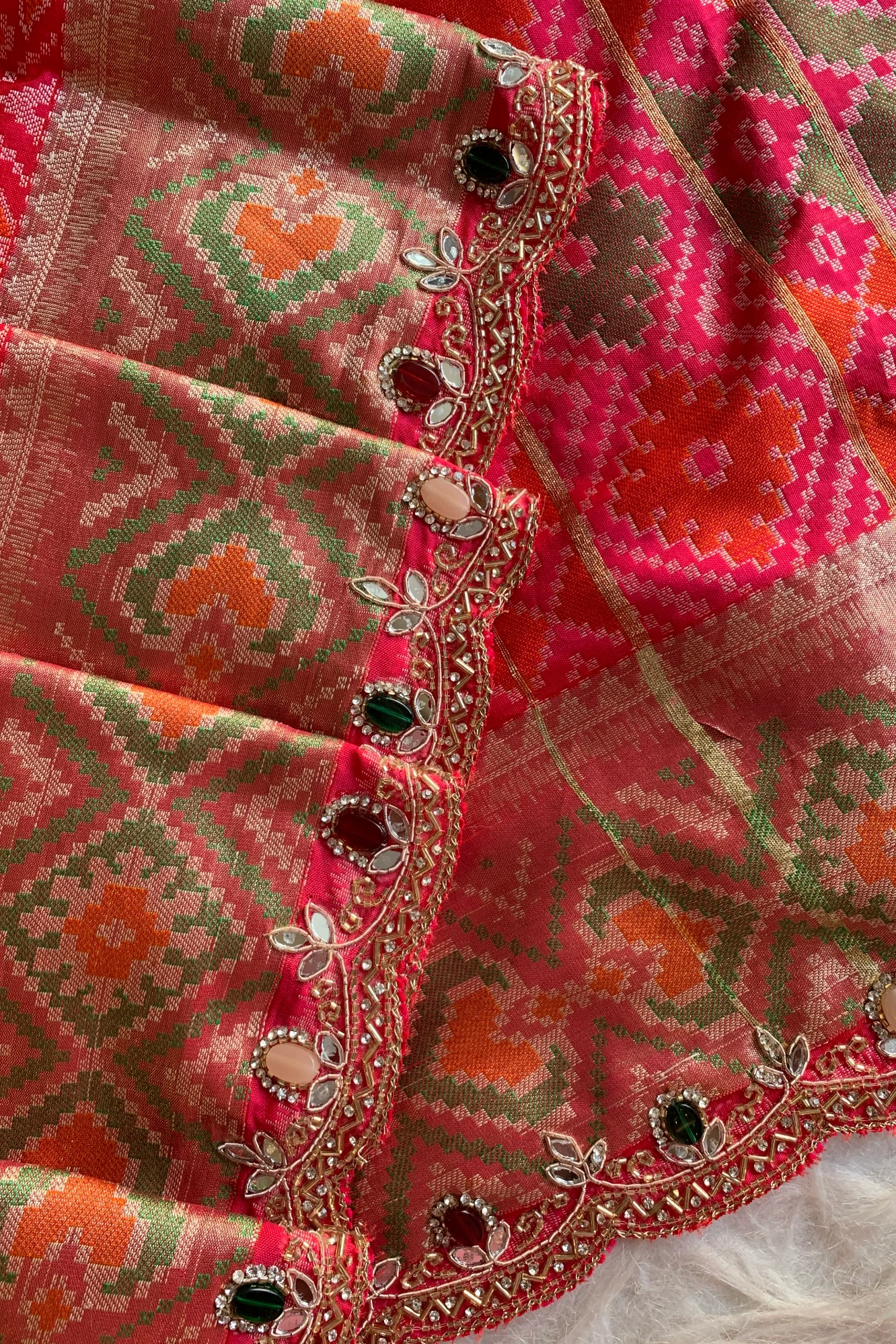 Pink Patola Jewel Work Banarasi Saree 5862 02