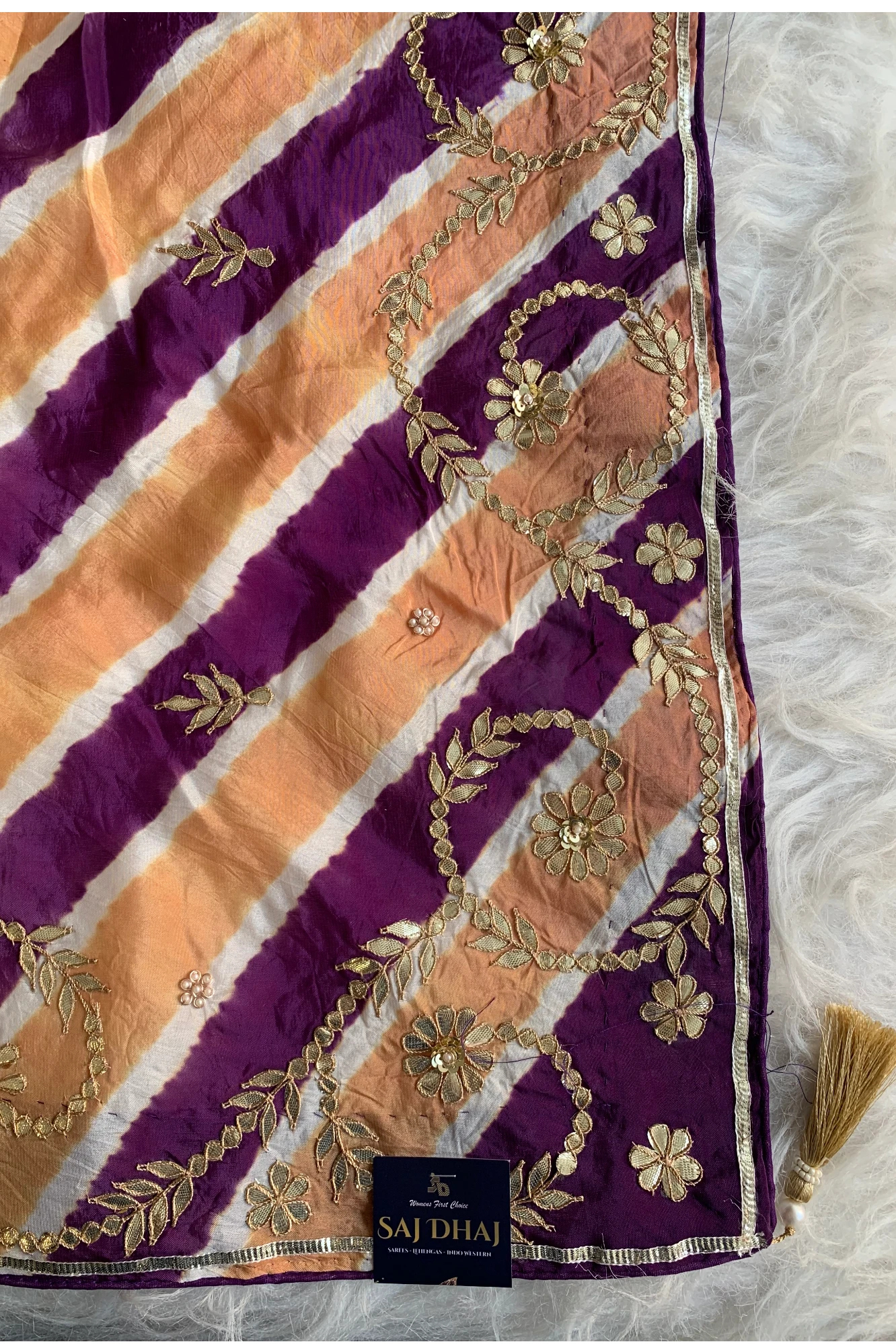 Purple Leheriya Russian Silk Saree 5825 01
