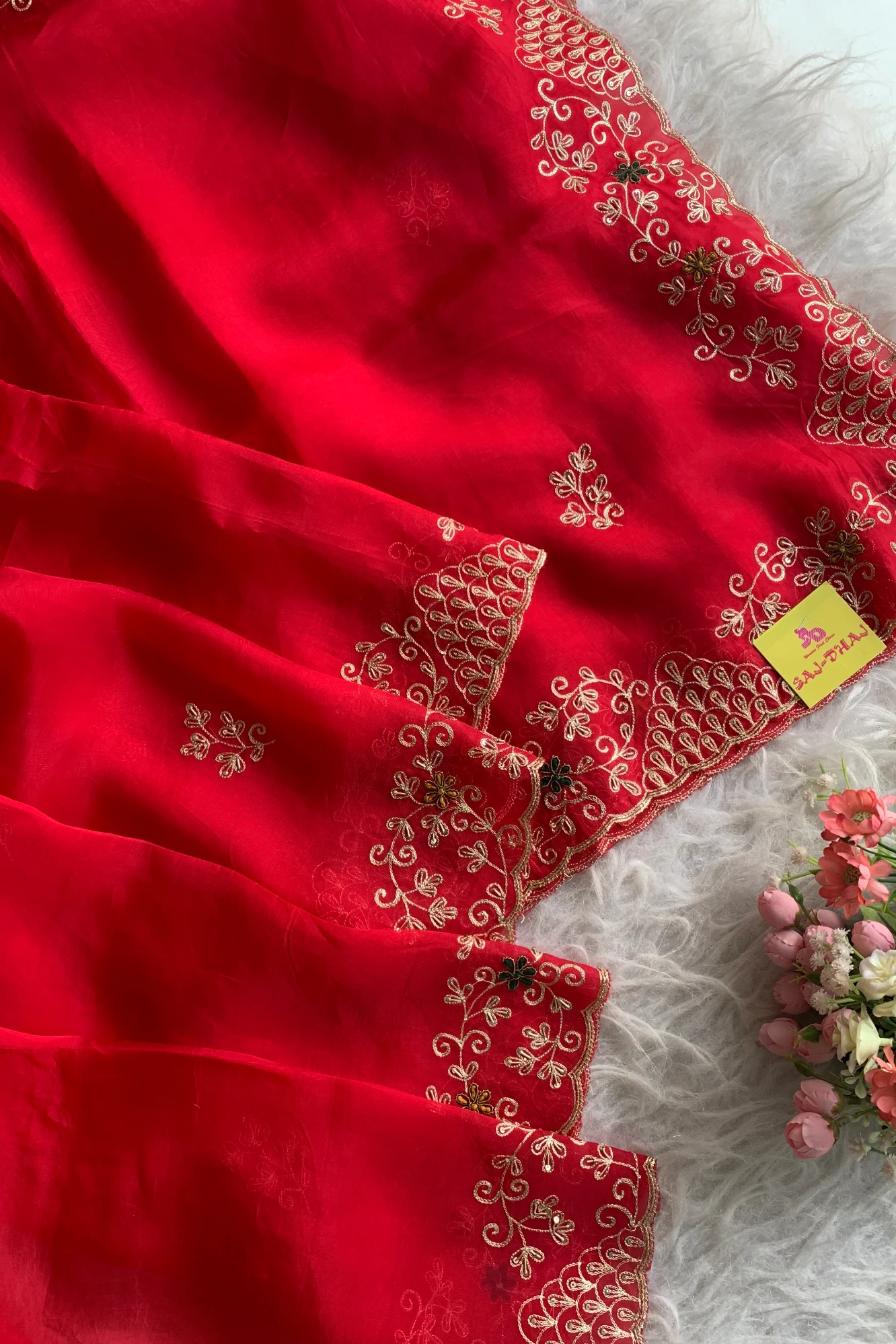 Red Organza Saree 5764 12