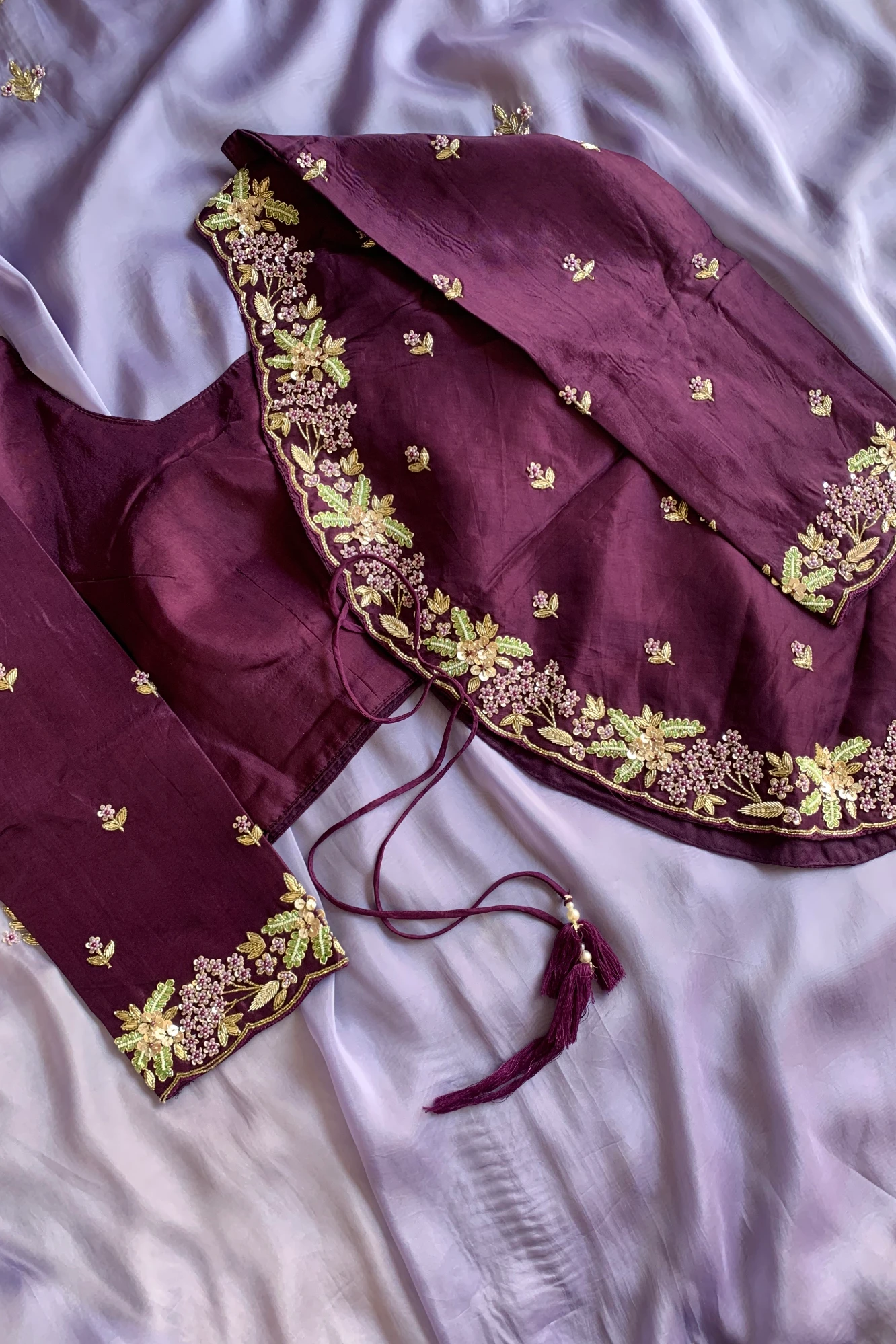 Lavender Embellished Habutai Silk Saree 4999 13