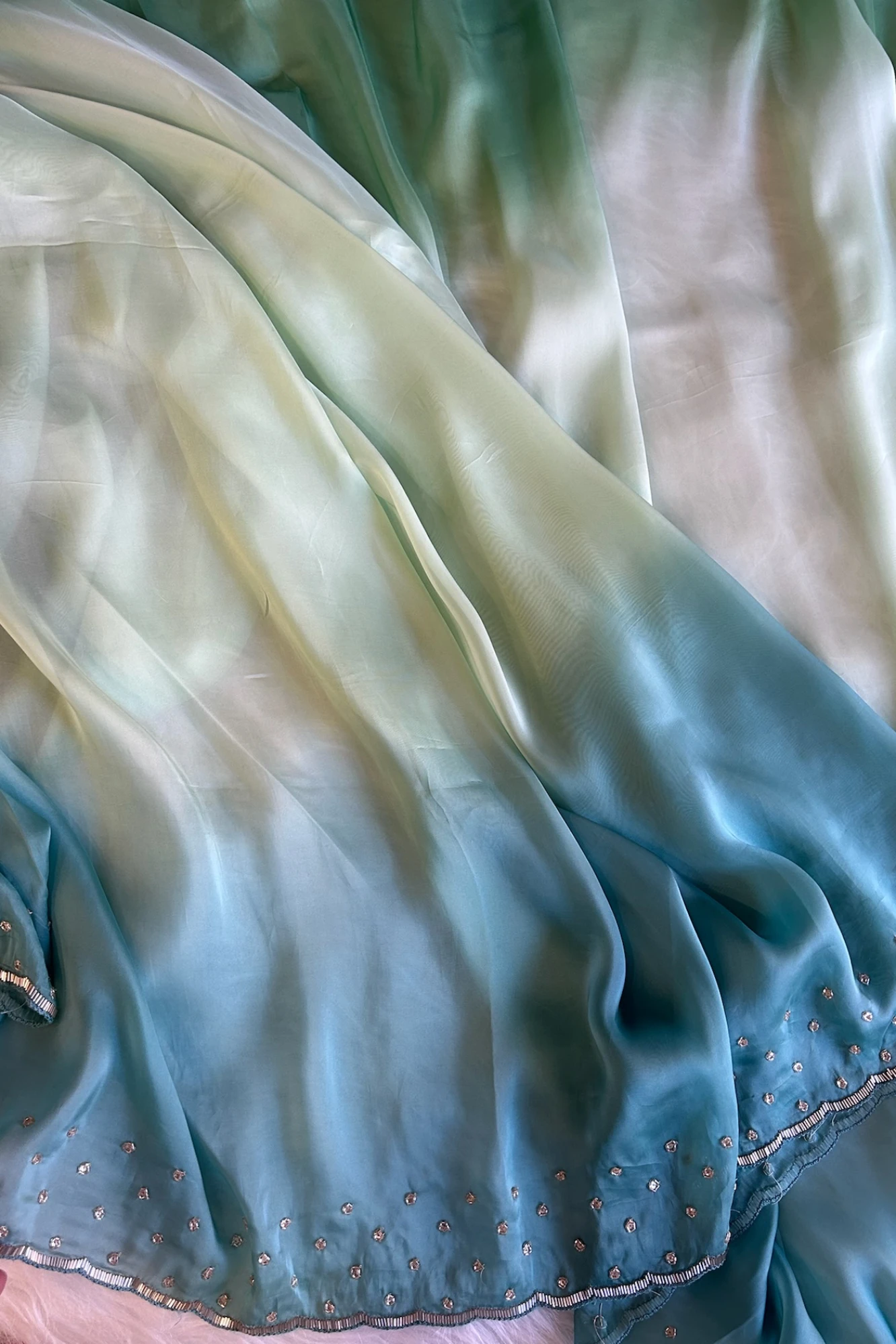 Three-Tone Ombre Habutai Silk Saree with Designer Pallu 5765 03
