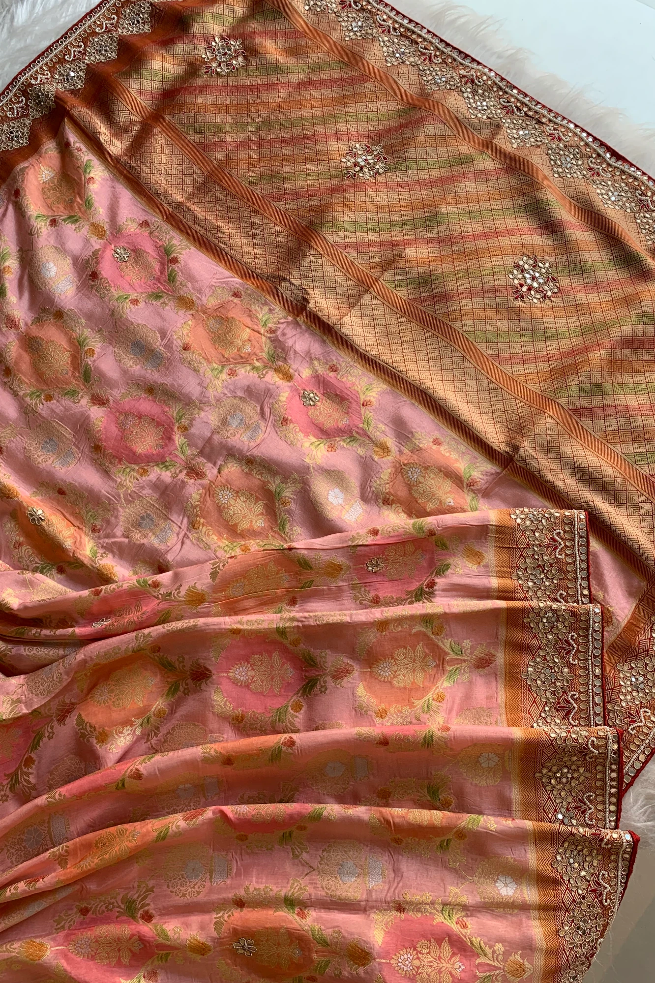Pink Embellished Banarasi Saree 4836 13