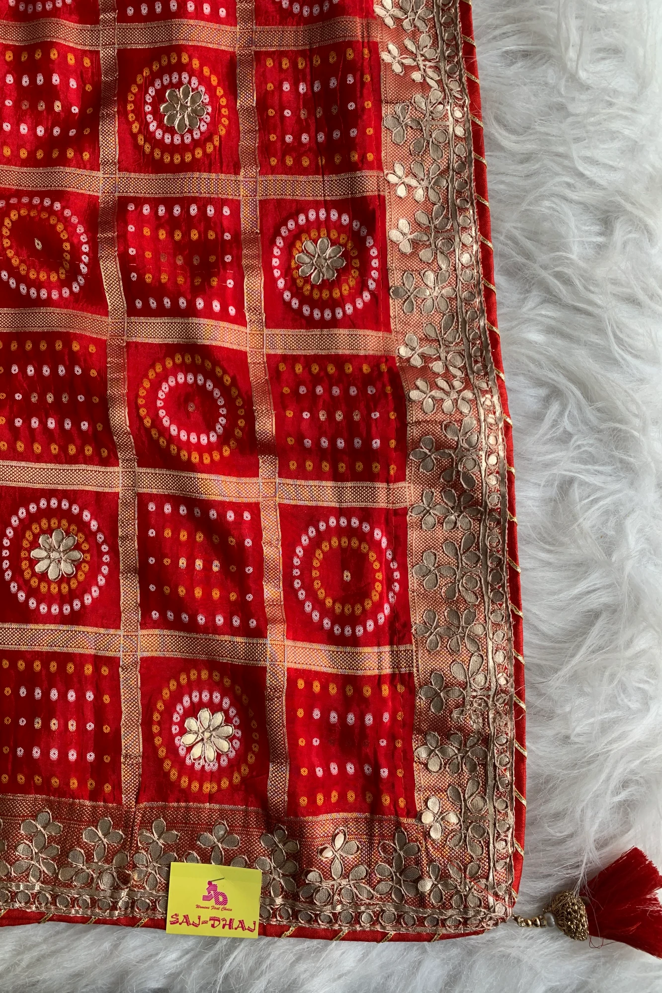 Red Bandhej Russian Silk Saree 5772 10