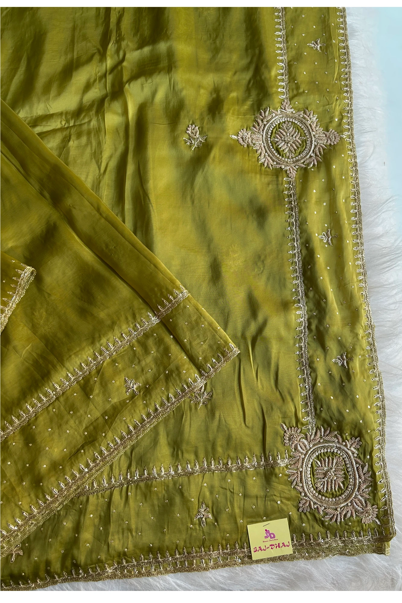 Parrot Green Habutai Saree 5764 18