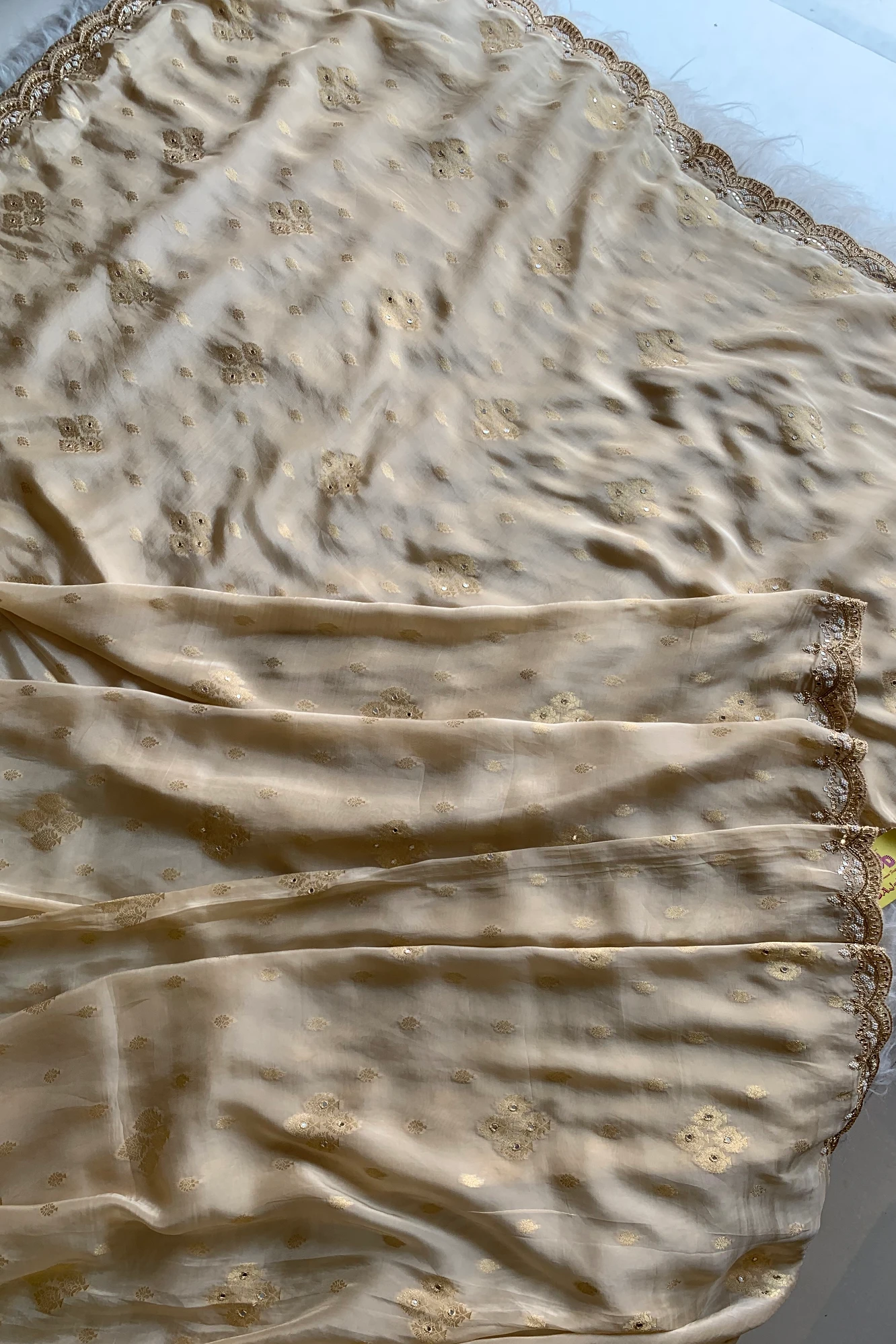 Ivory Banarasi Woven Habutai Silk Saree 5176 02