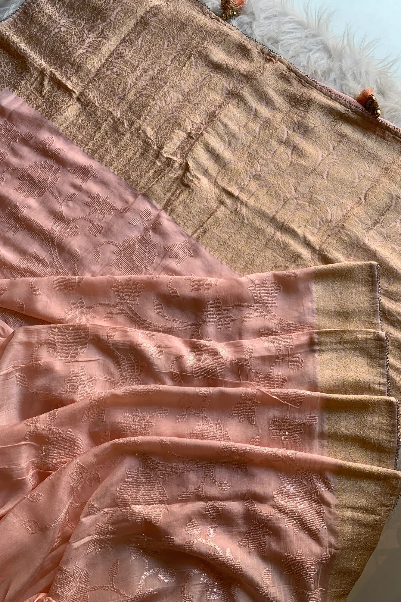 Peach Russian Silk Saree 4669 07