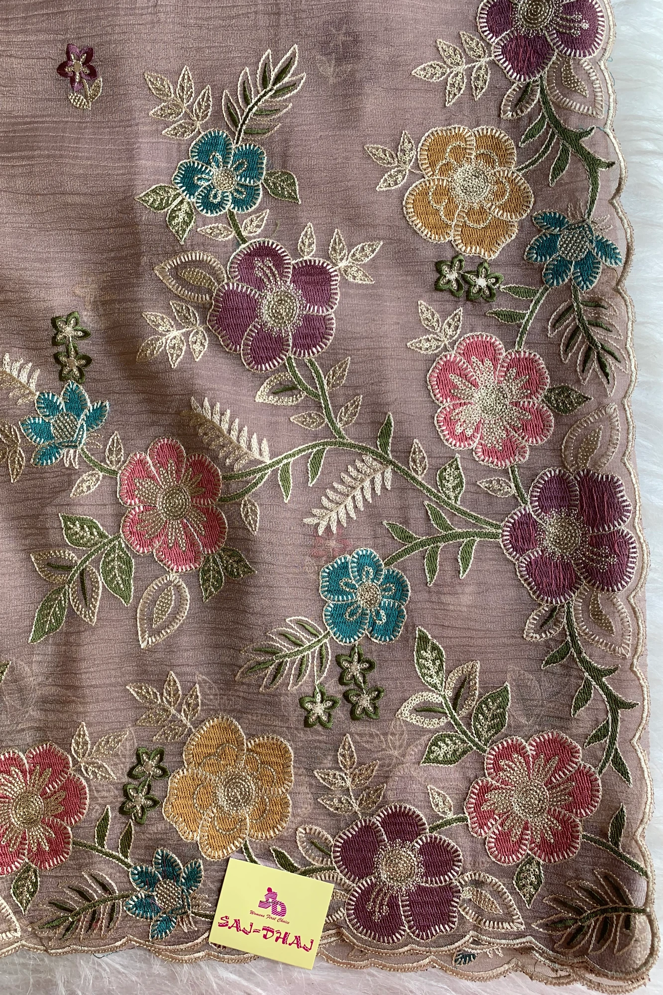 Dusty Purple Crush Tissue Organza Floral Saree 5773 04