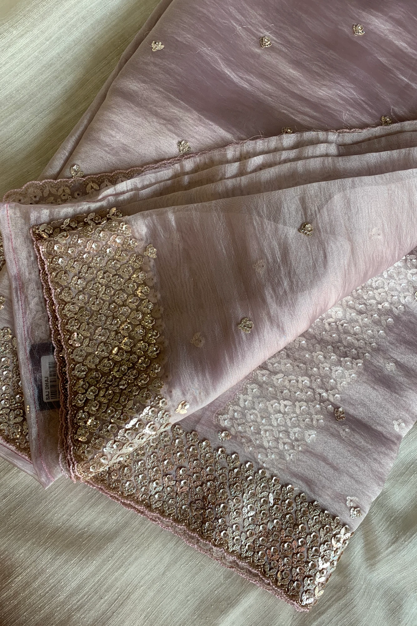 Dusty Lavender Embellished Butter Organza Saree 5847 01