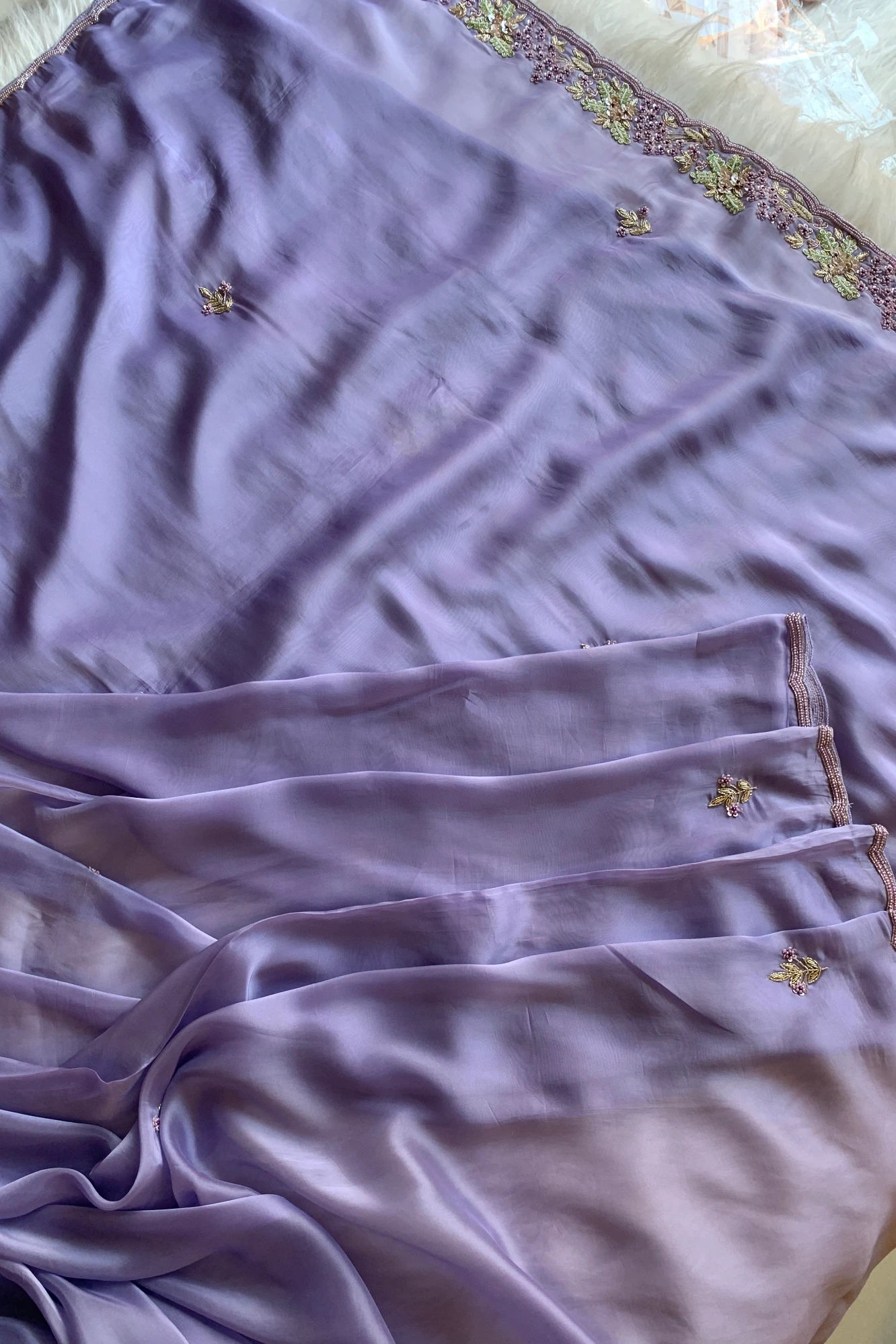 Lavender Embellished Habutai Silk Saree 4999 13