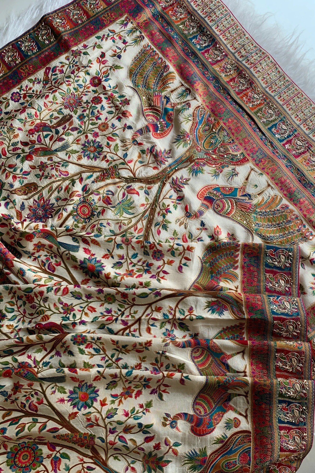 Multicolor Peacock Motif Silk Saree 5518 09