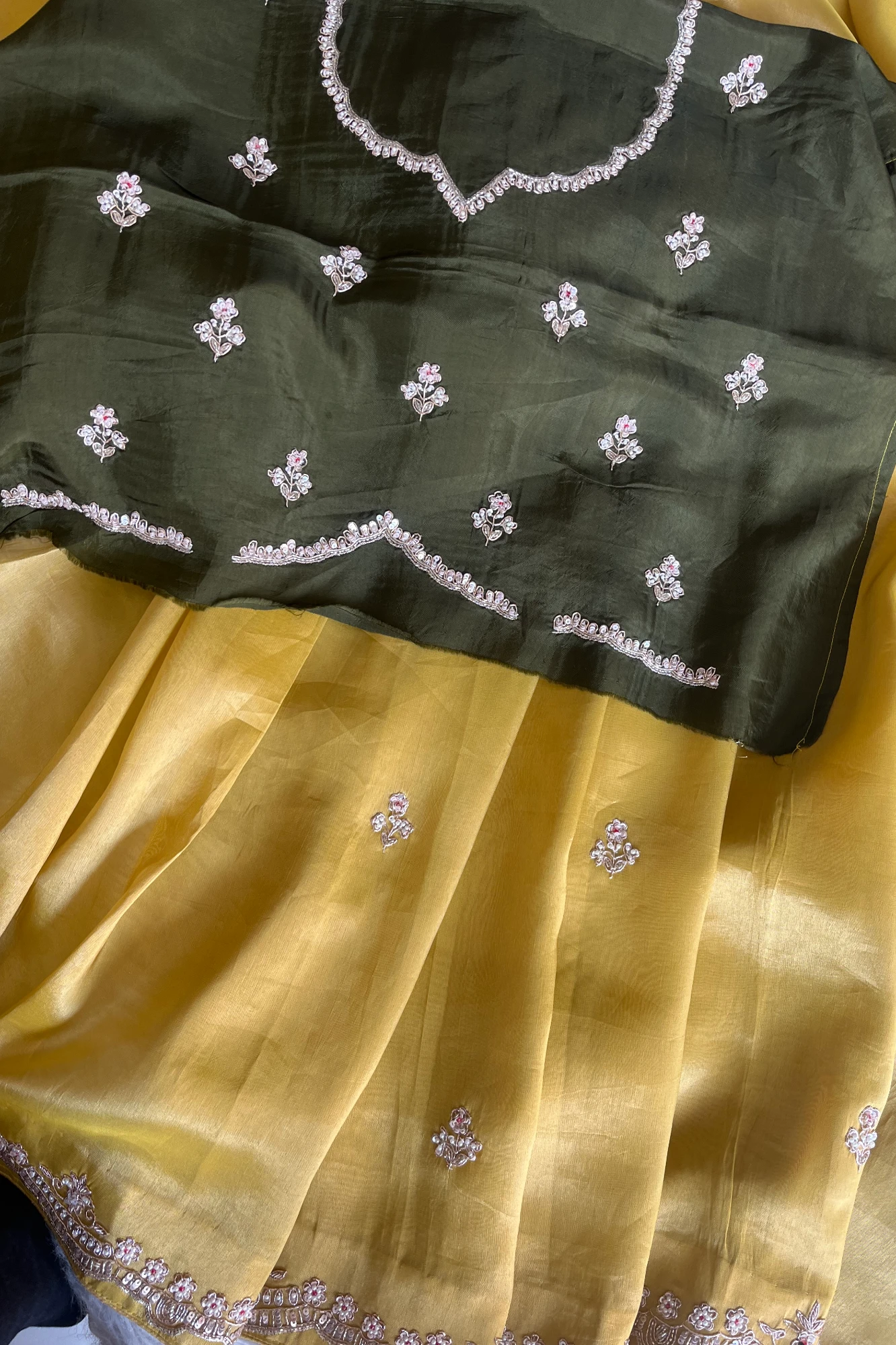 Mustard Tissue Organza Saree with Heavy Pallu 5650 14