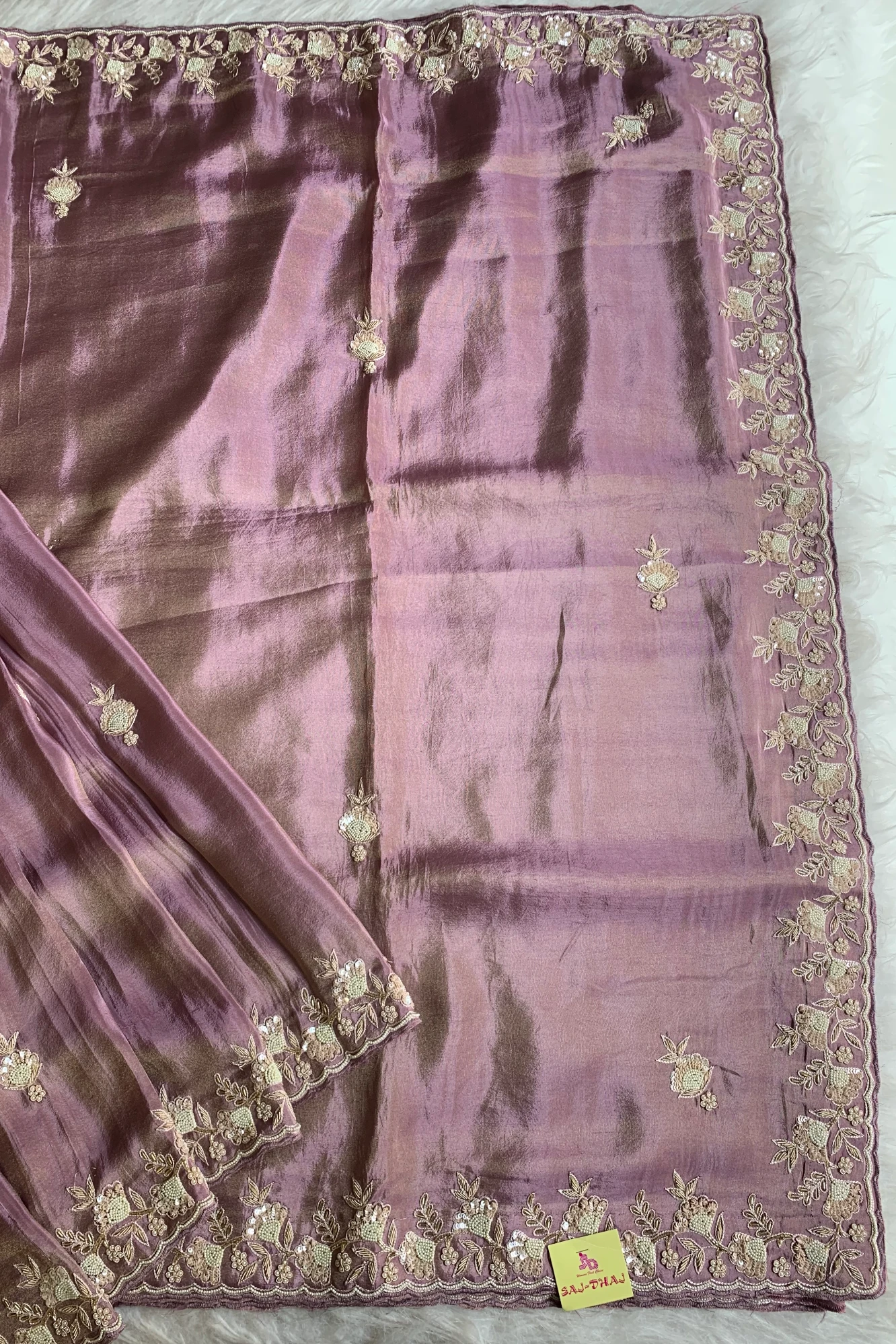 Lilac Embellished Tissue Saree 5189 02